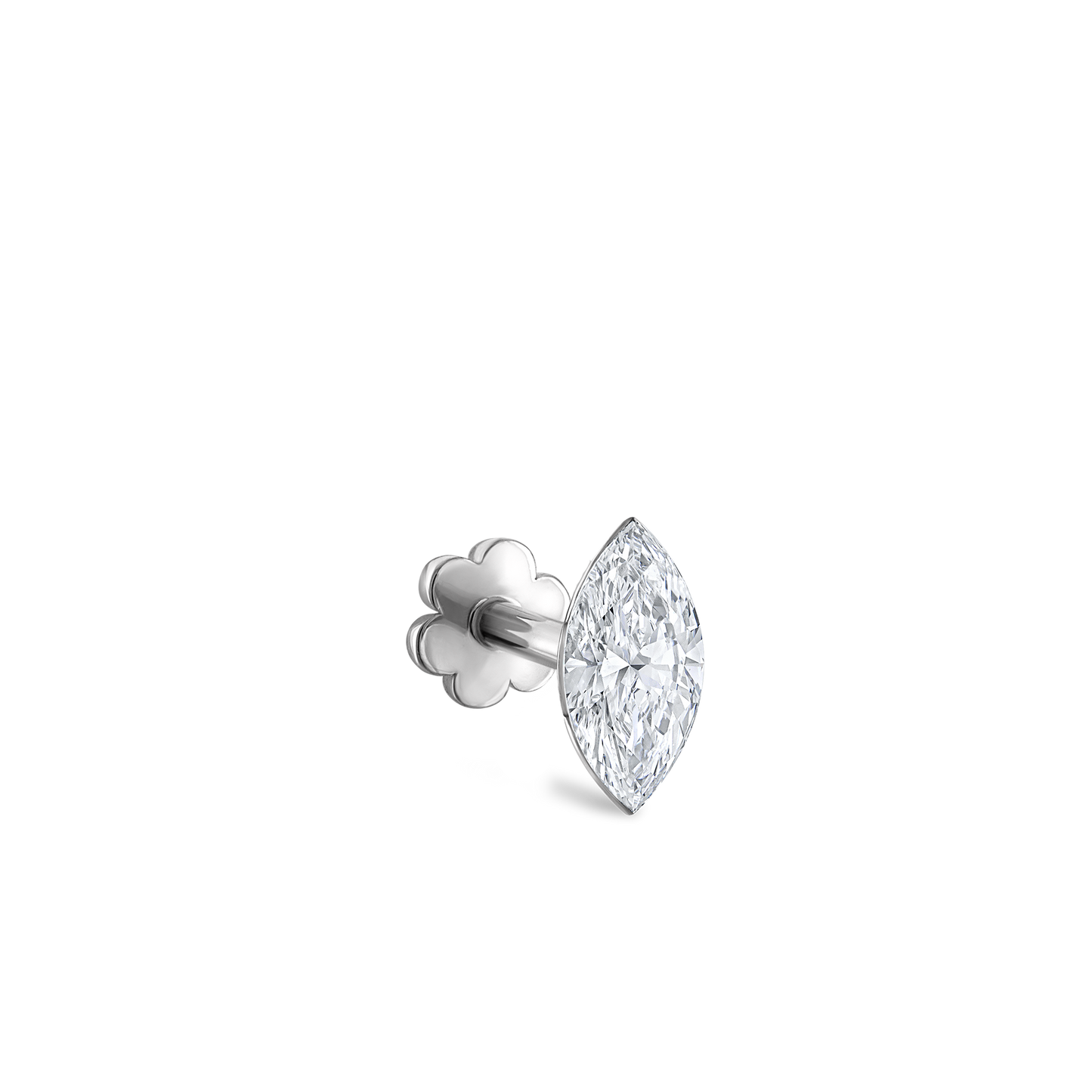 Invisible Set Diamond Marquise Threaded Stud Earring