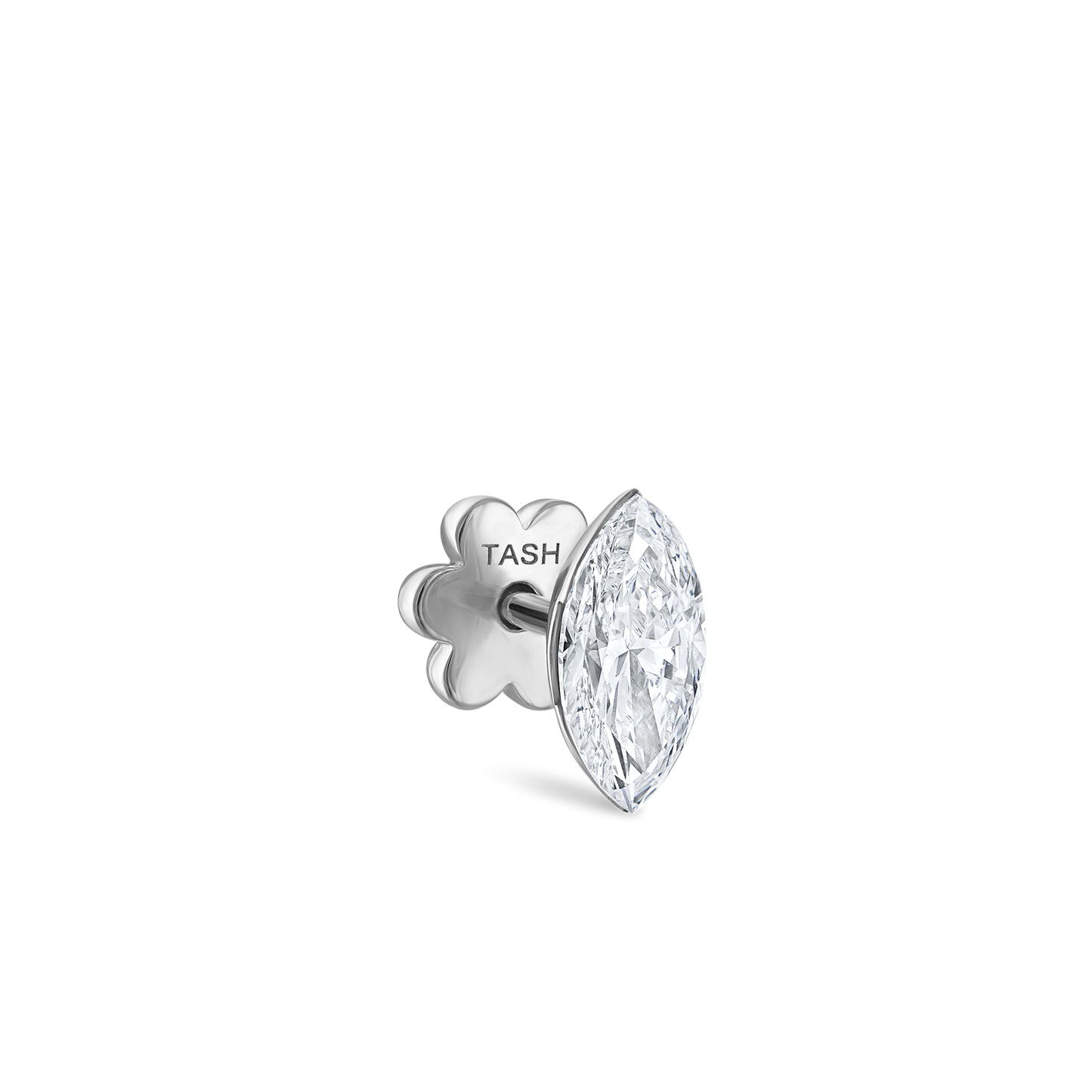 Invisible Set Diamond Marquise Threaded Stud Earring