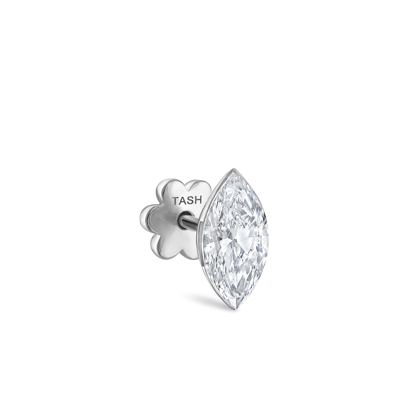 Invisible Set Diamond Marquise Threaded Stud Earring
