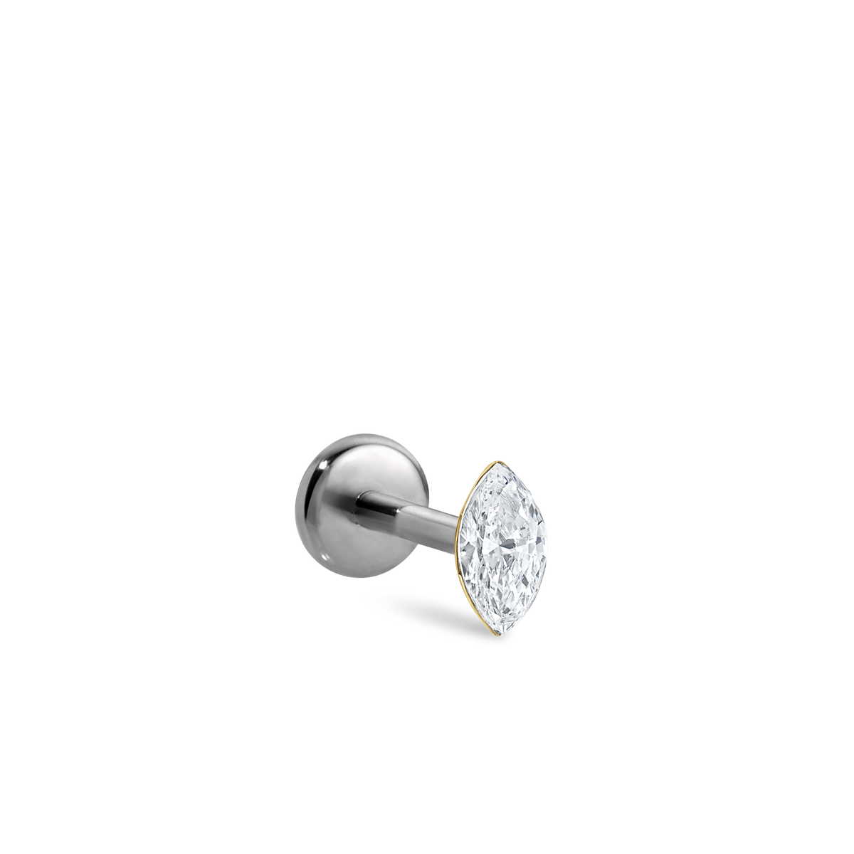 Invisible Set Diamond Marquise Threaded Stud Earring With Titanium Backing