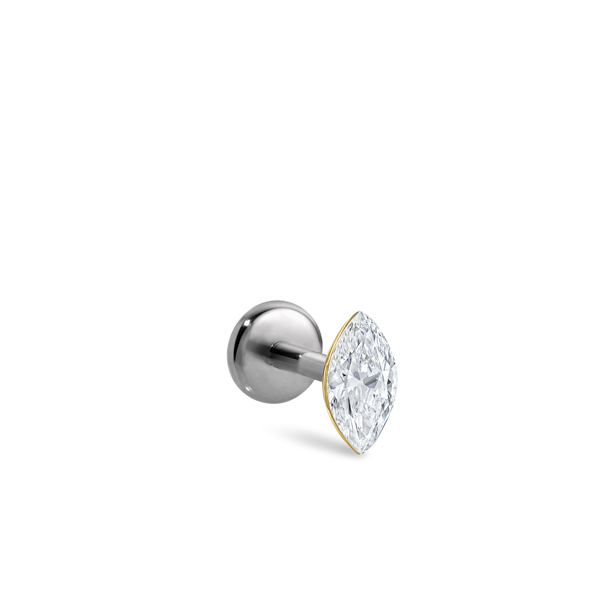 Invisible Set Diamond Marquise Threaded Stud Earring With Titanium Backing
