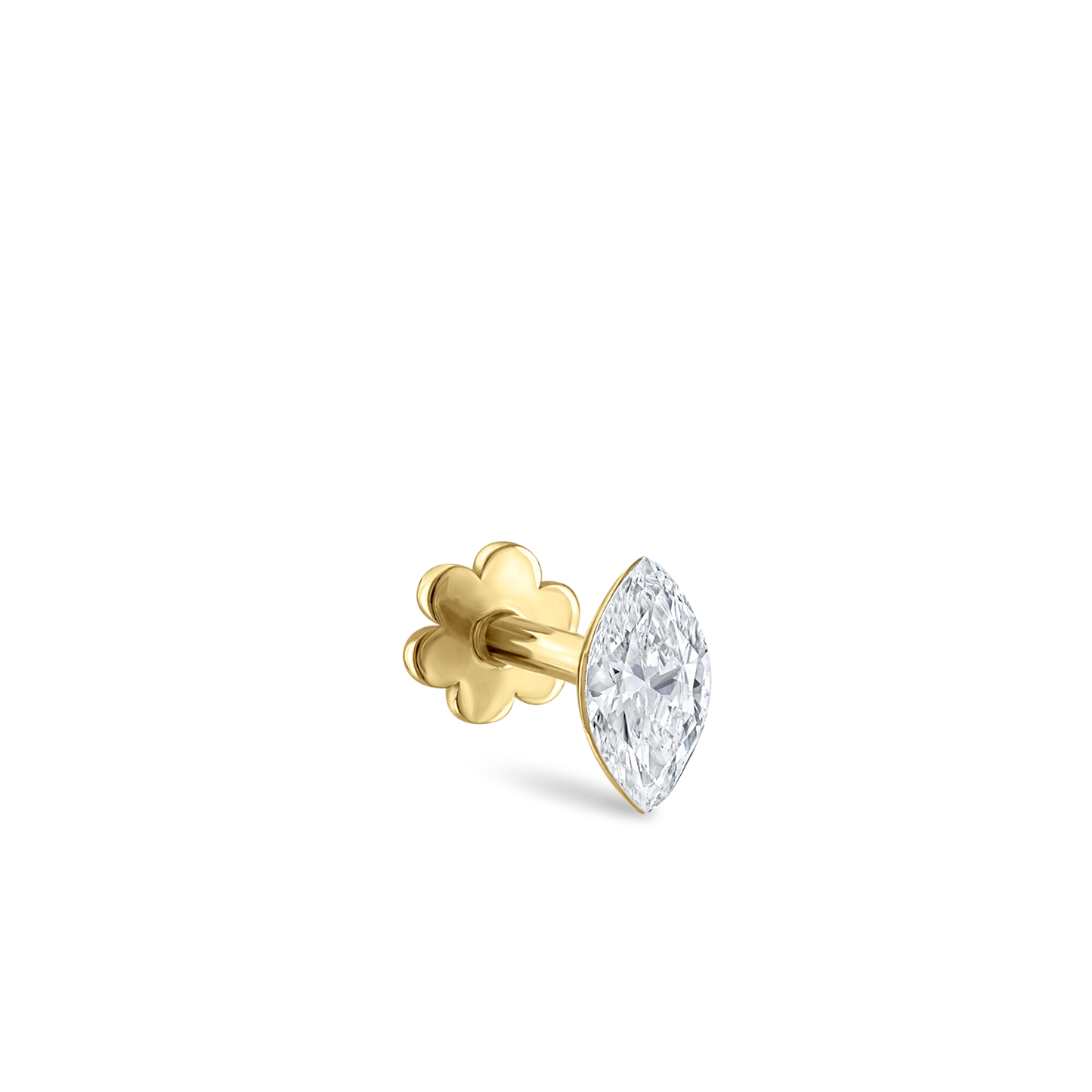 Invisible Set Diamond Marquise Threaded Stud Earring