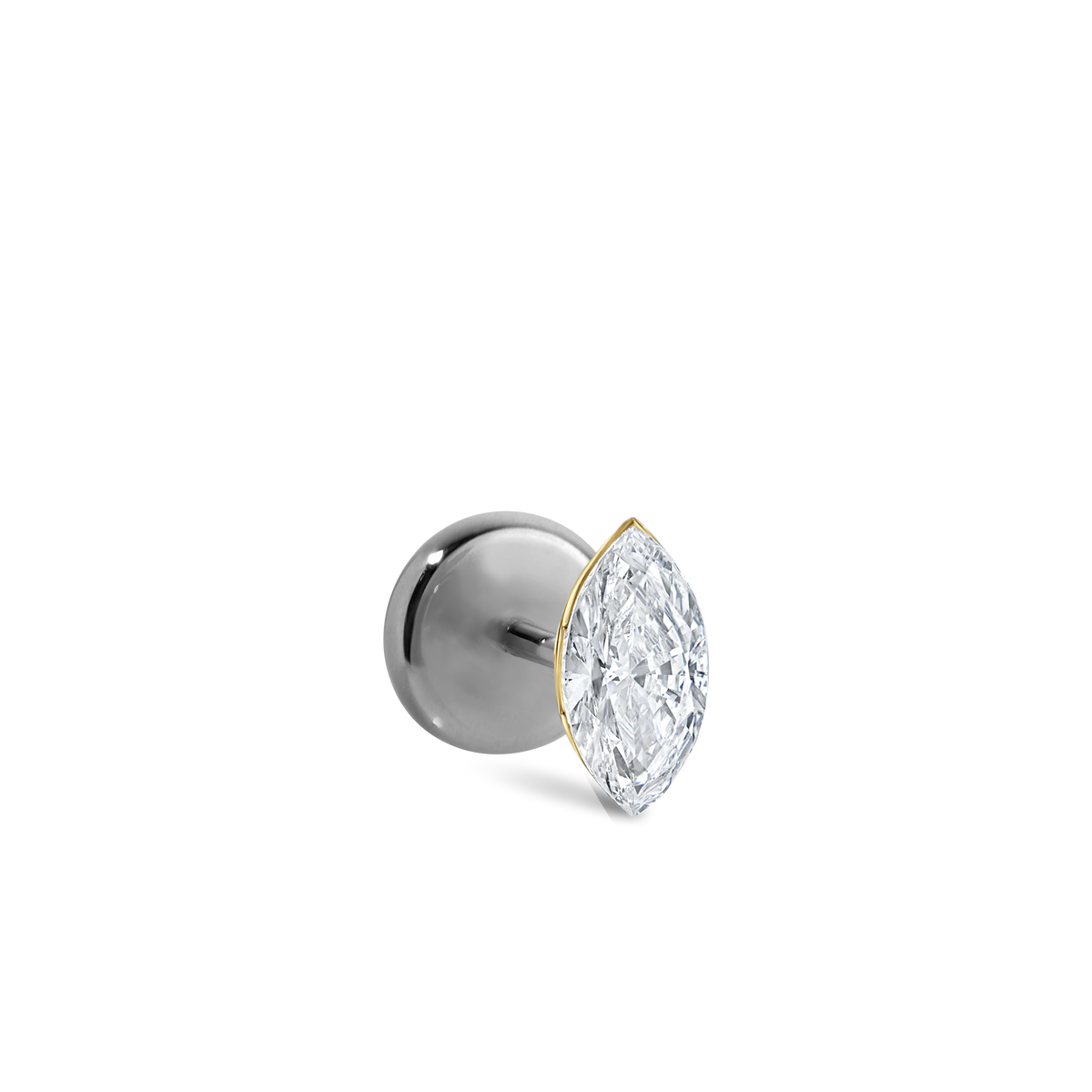 Invisible Set Diamond Marquise Threaded Stud Earring With Titanium Backing