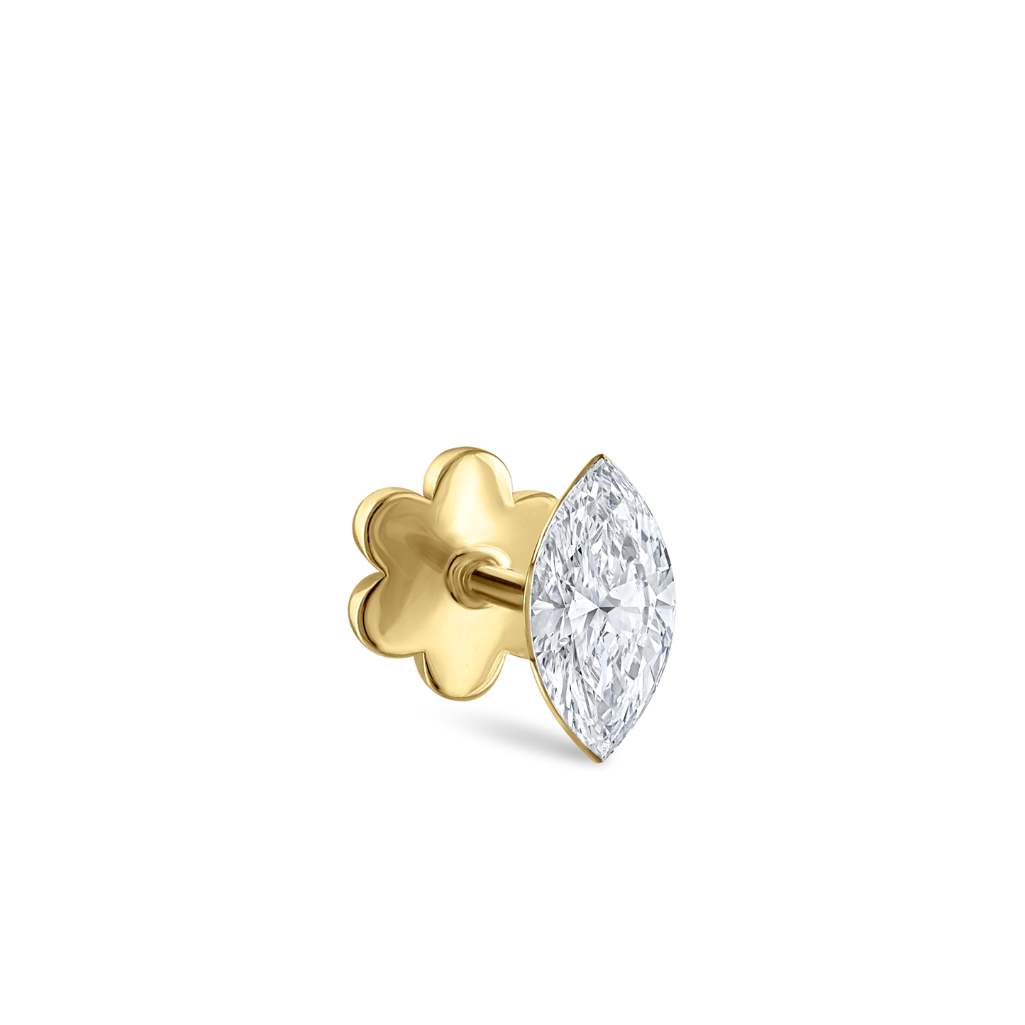 Invisible Set Diamond Marquise Threaded Stud Earring