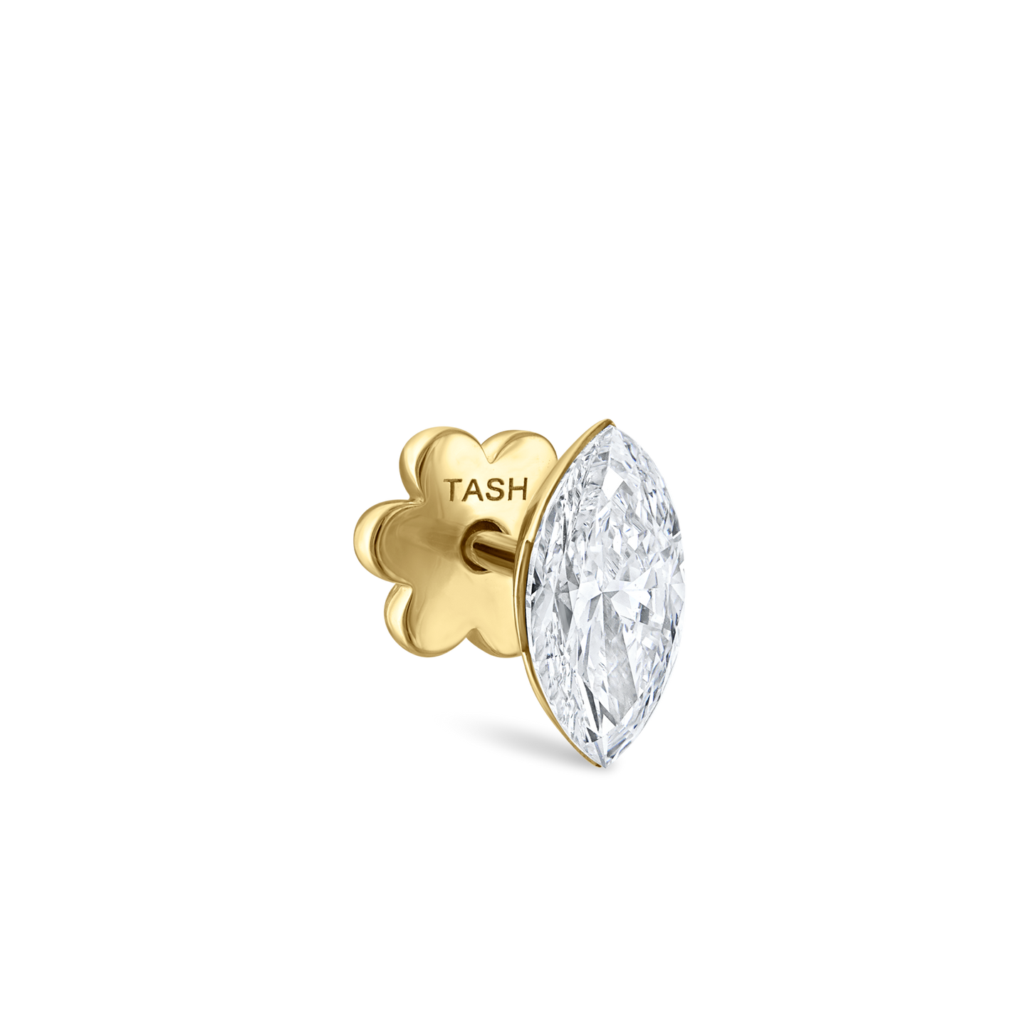 Invisible Set Diamond Marquise Threaded Stud Earring