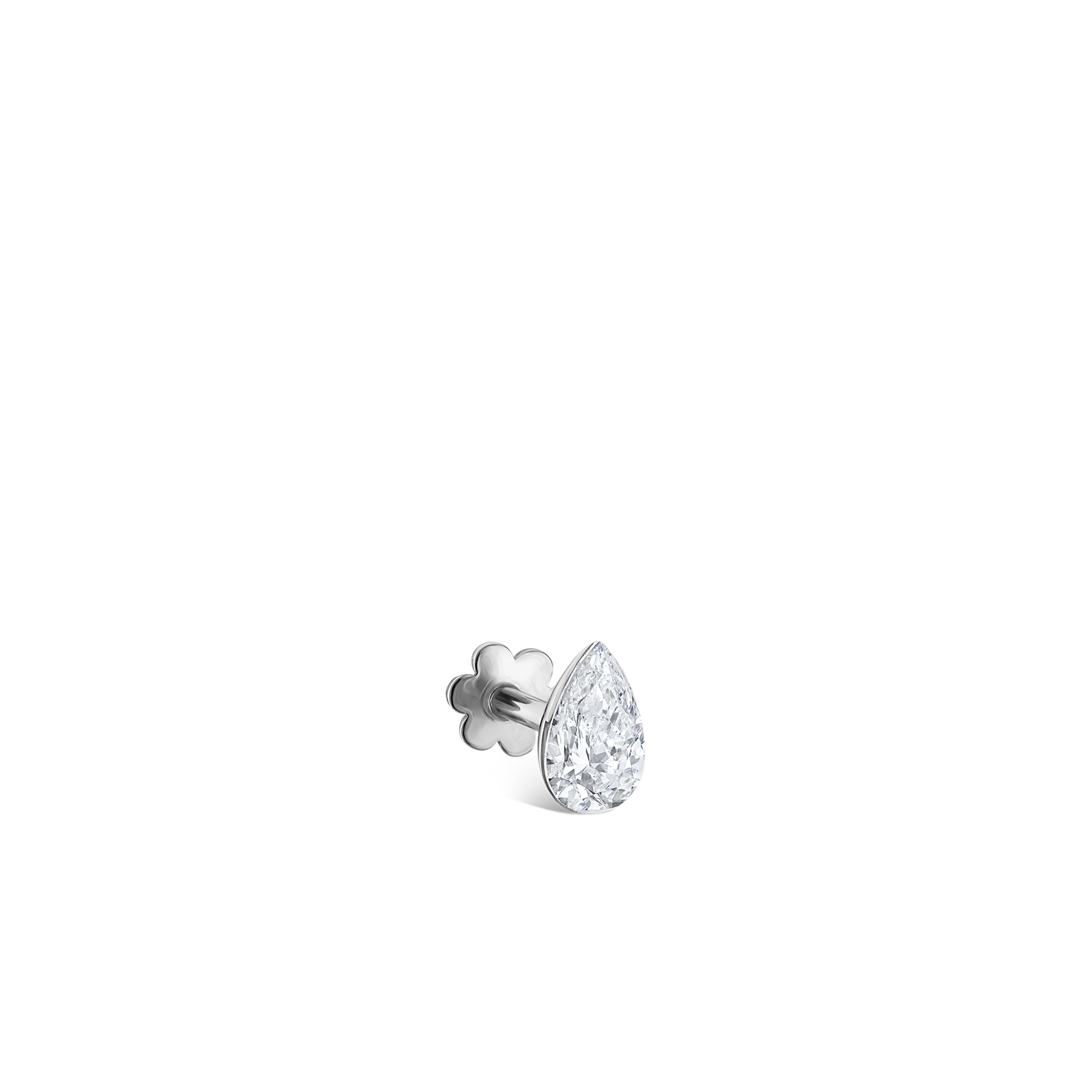 Invisible Set Diamond Pear Threaded Stud Earring