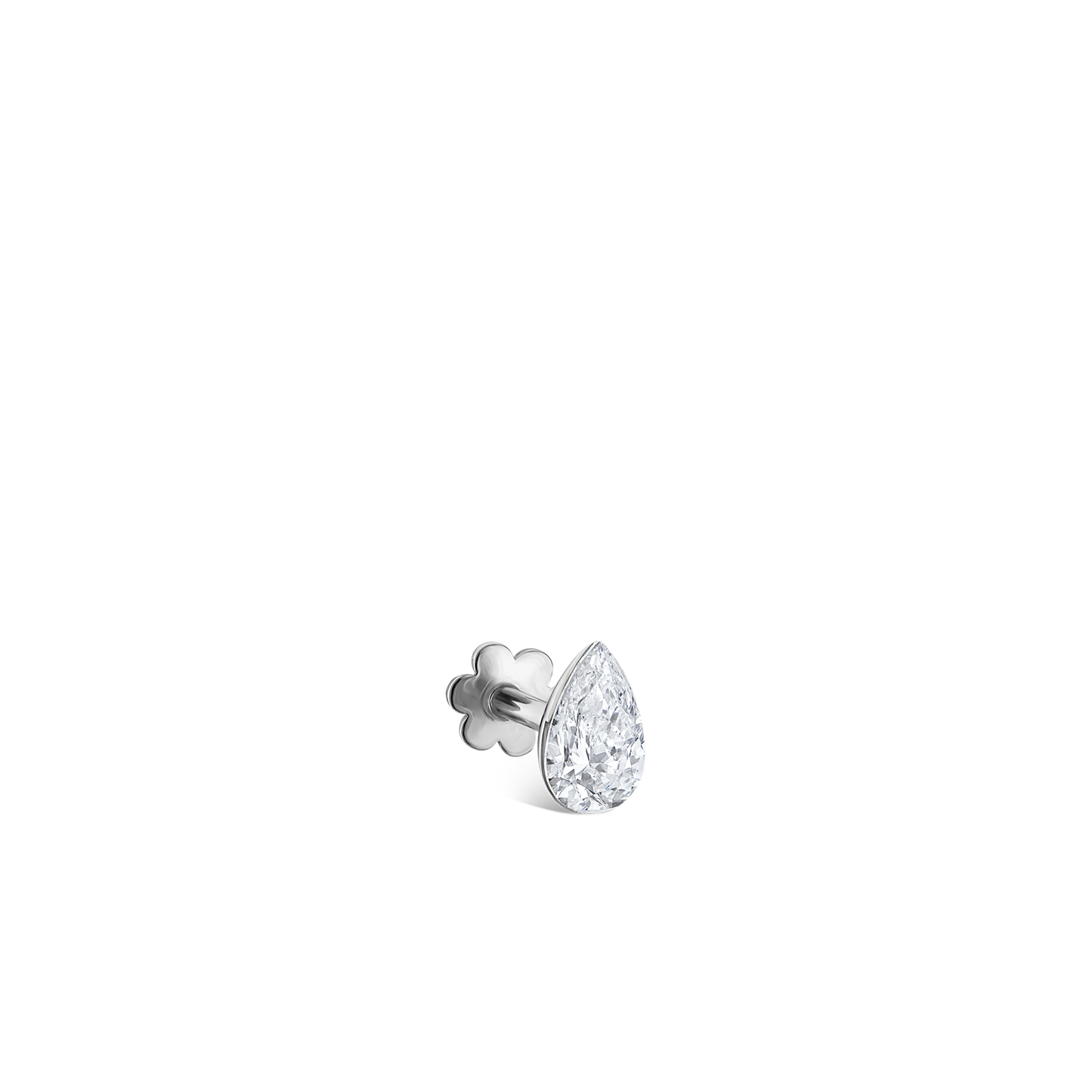Invisible Set Diamond Pear Threaded Stud Earring