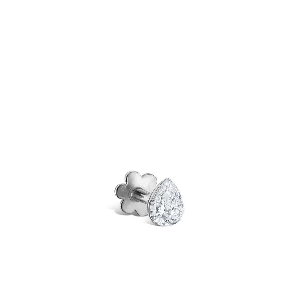 Invisible Set Diamond Pear Threaded Stud Earring