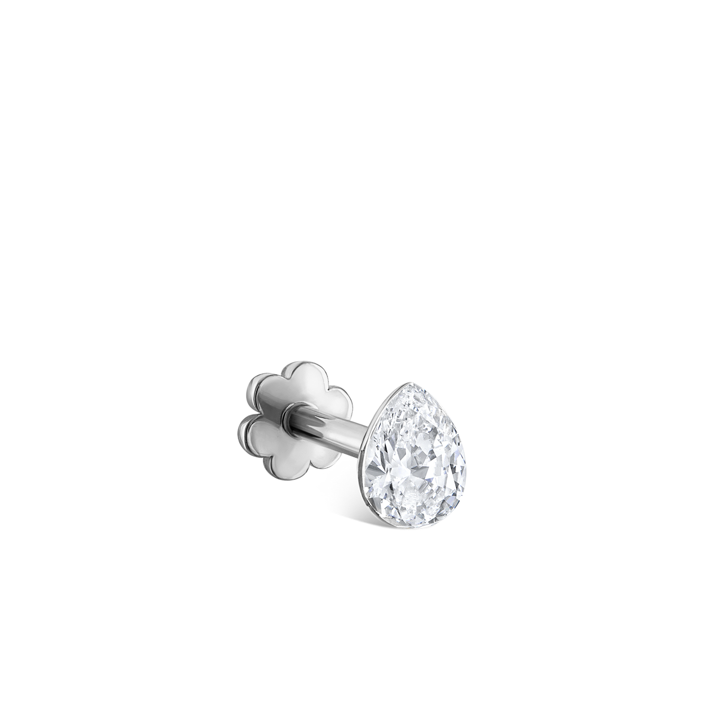 Invisible Set Diamond Pear Threaded Stud Earring