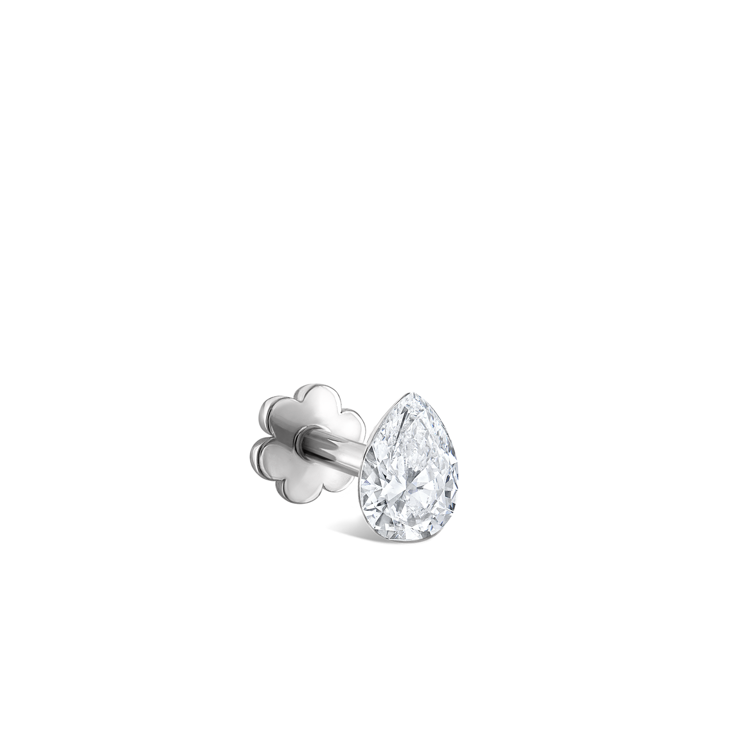 Invisible Set Diamond Pear Threaded Stud Earring