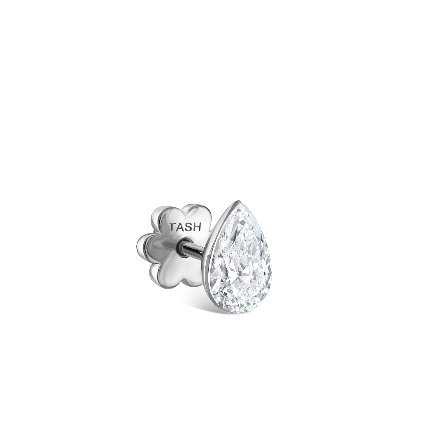 Invisible Set Diamond Pear Threaded Stud Earring