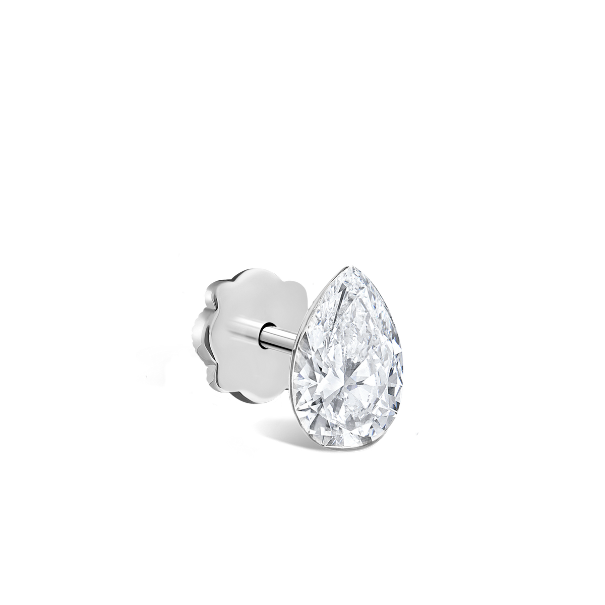 Invisible Set Diamond Pear Threaded Stud Earring