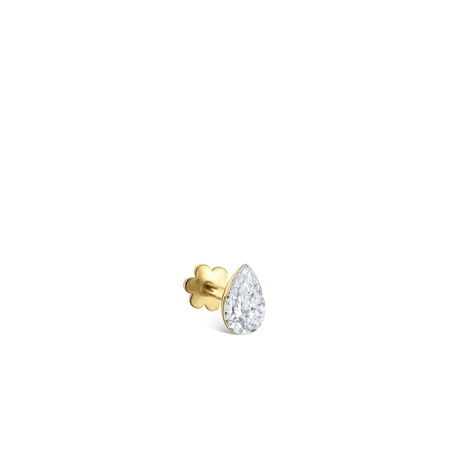 Invisible Set Diamond Pear Threaded Stud Earring