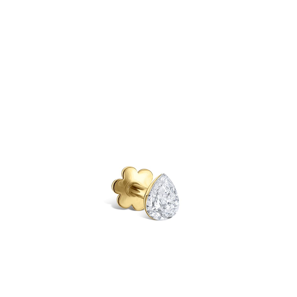 Invisible Set Diamond Pear Threaded Stud Earring
