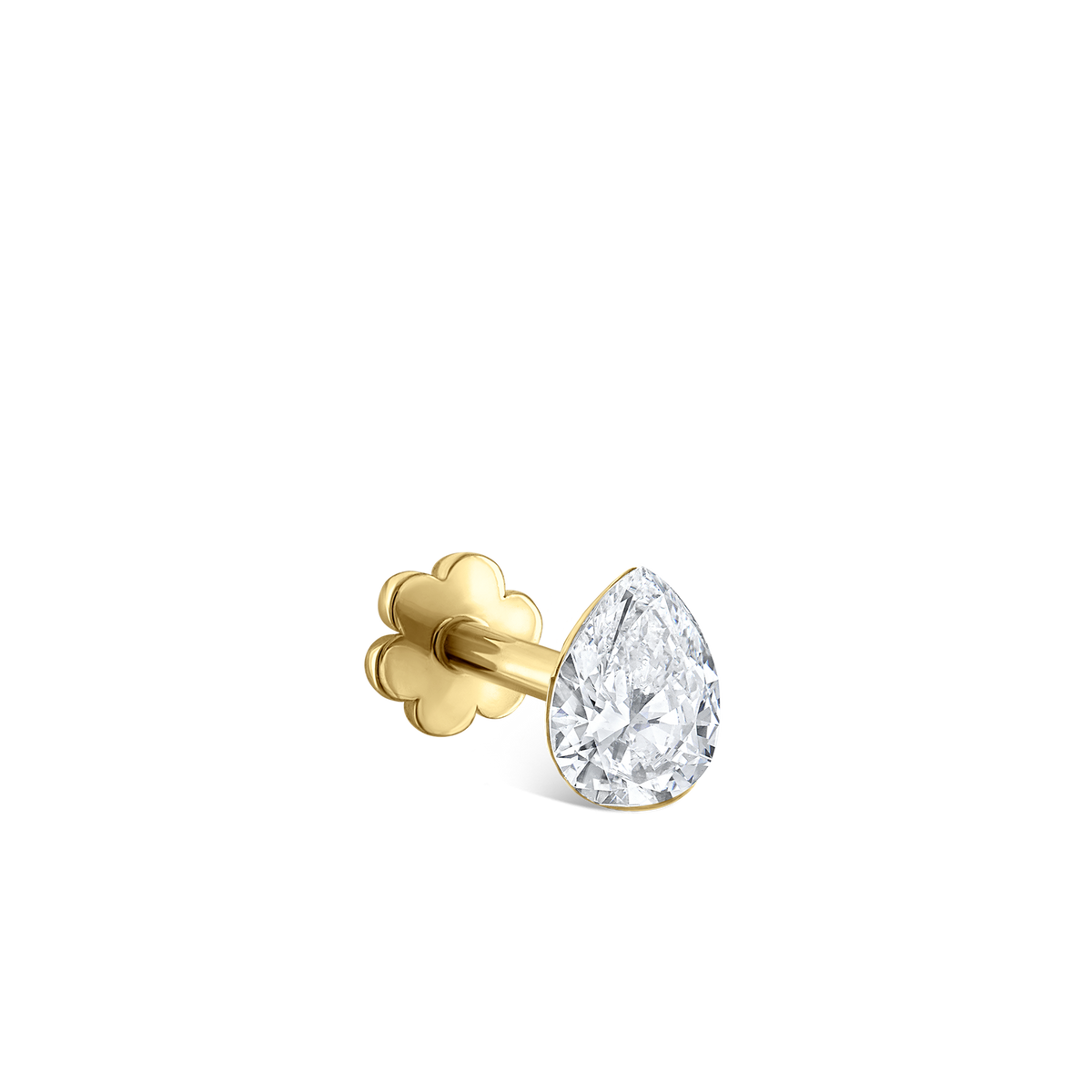 Invisible Set Diamond Pear Threaded Stud Earring