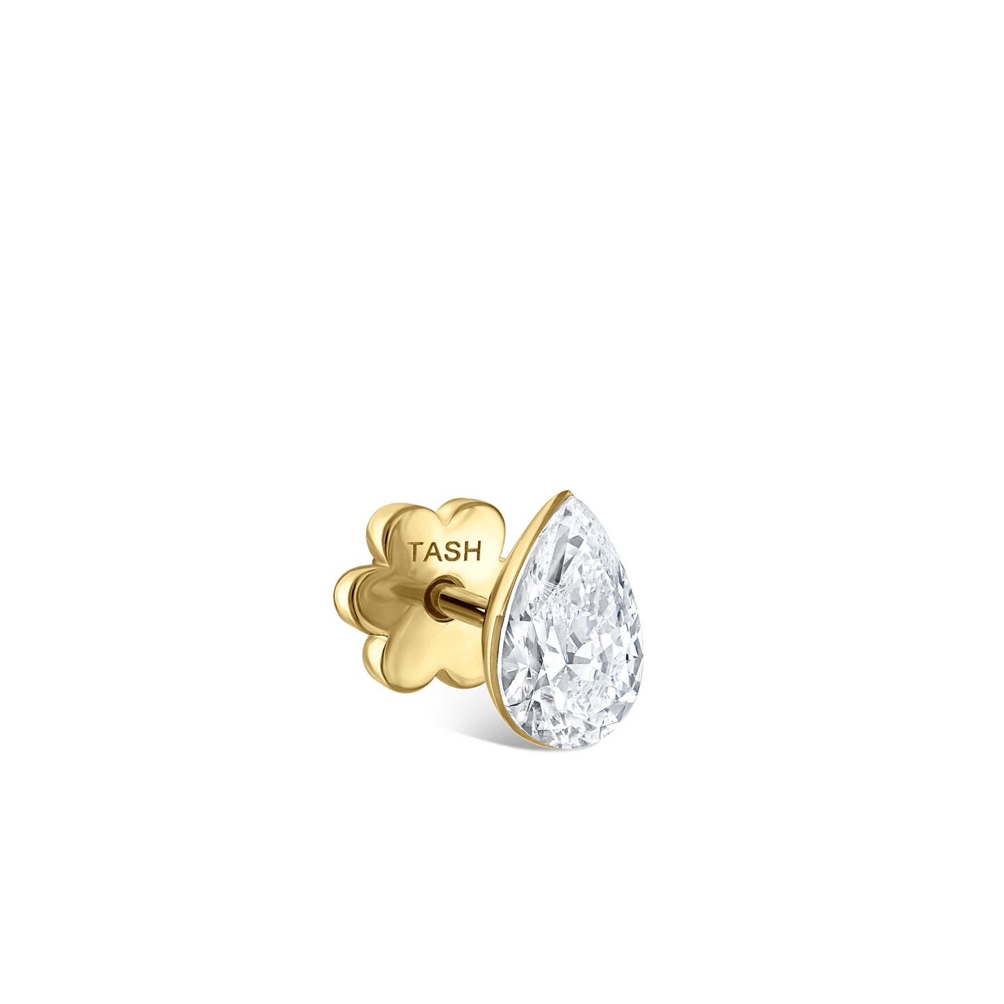 Invisible Set Diamond Pear Threaded Stud Earring