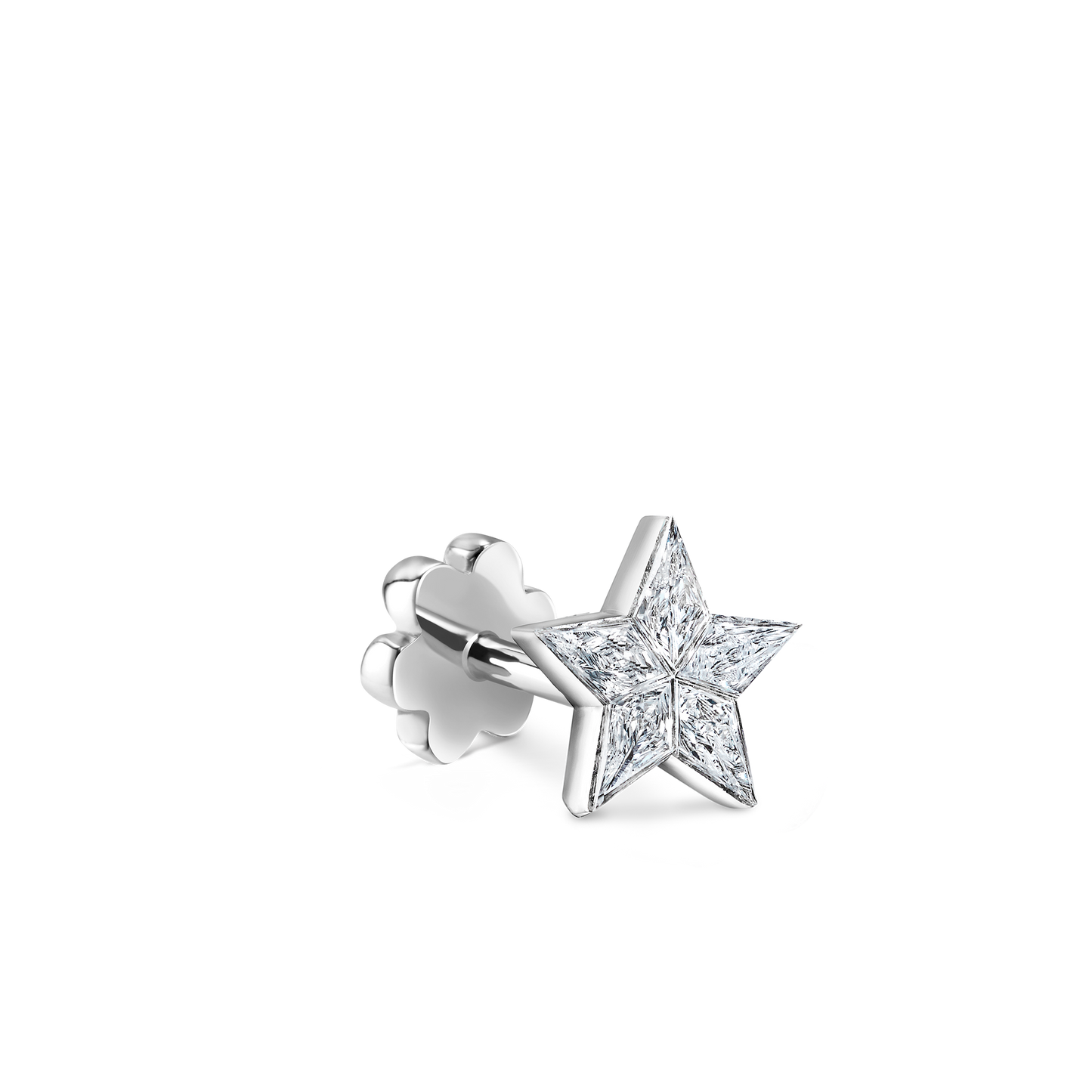 Invisible Set Diamond Star Threaded Stud Earring