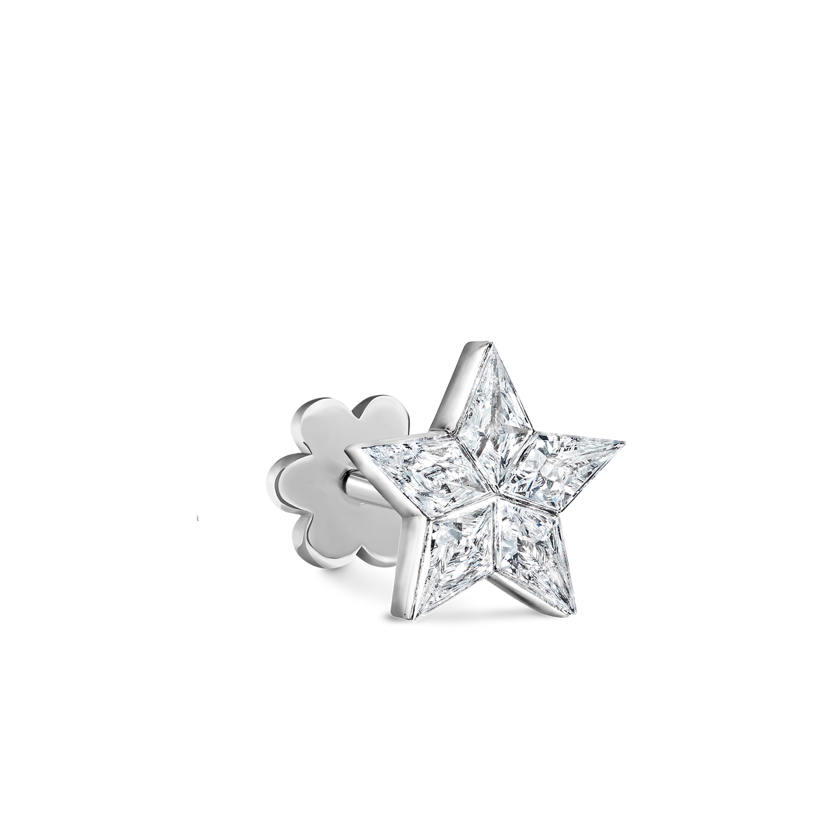 Invisible Set Diamond Star Threaded Stud Earring