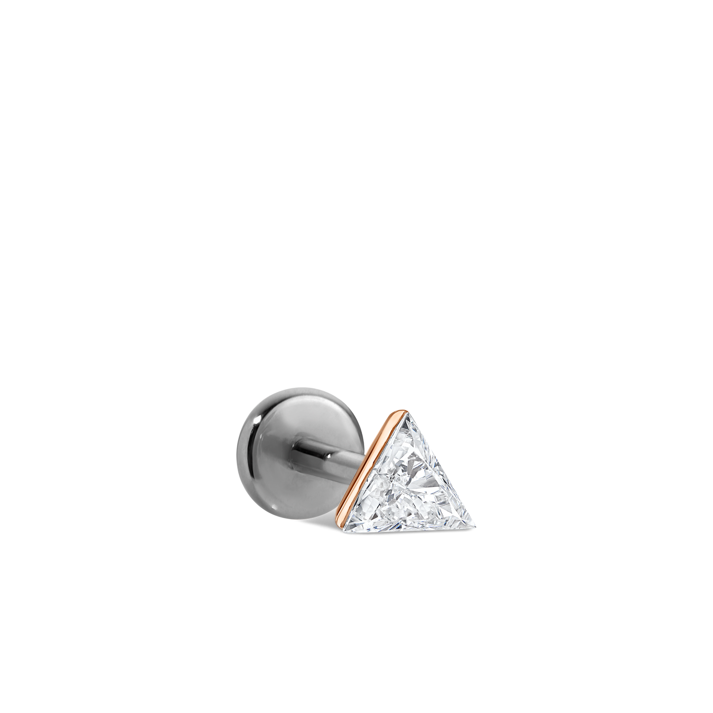 Invisible Set Triangle Diamond Threaded Stud Earring With Titanium Backing