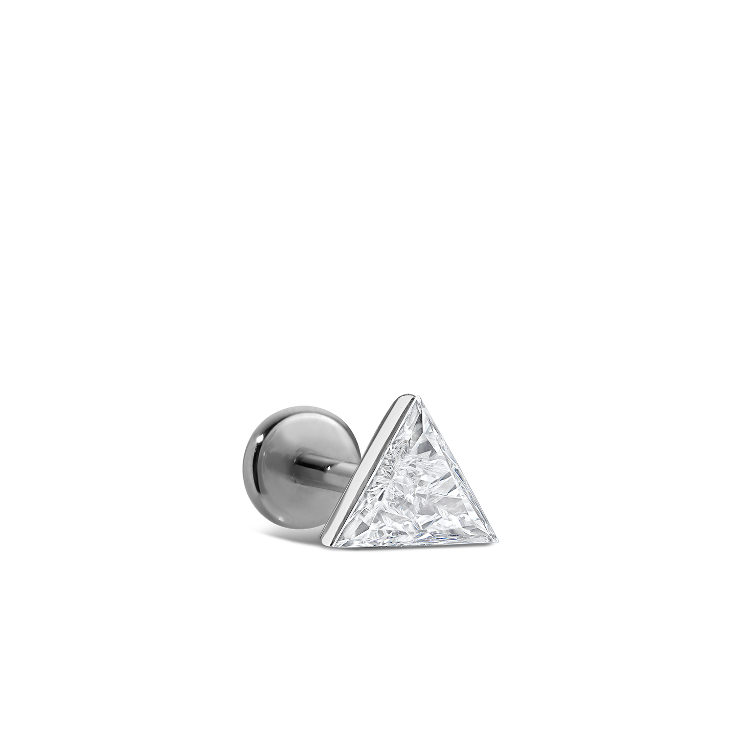 Invisible Set Triangle Diamond Threaded Stud Earring With Titanium Backing