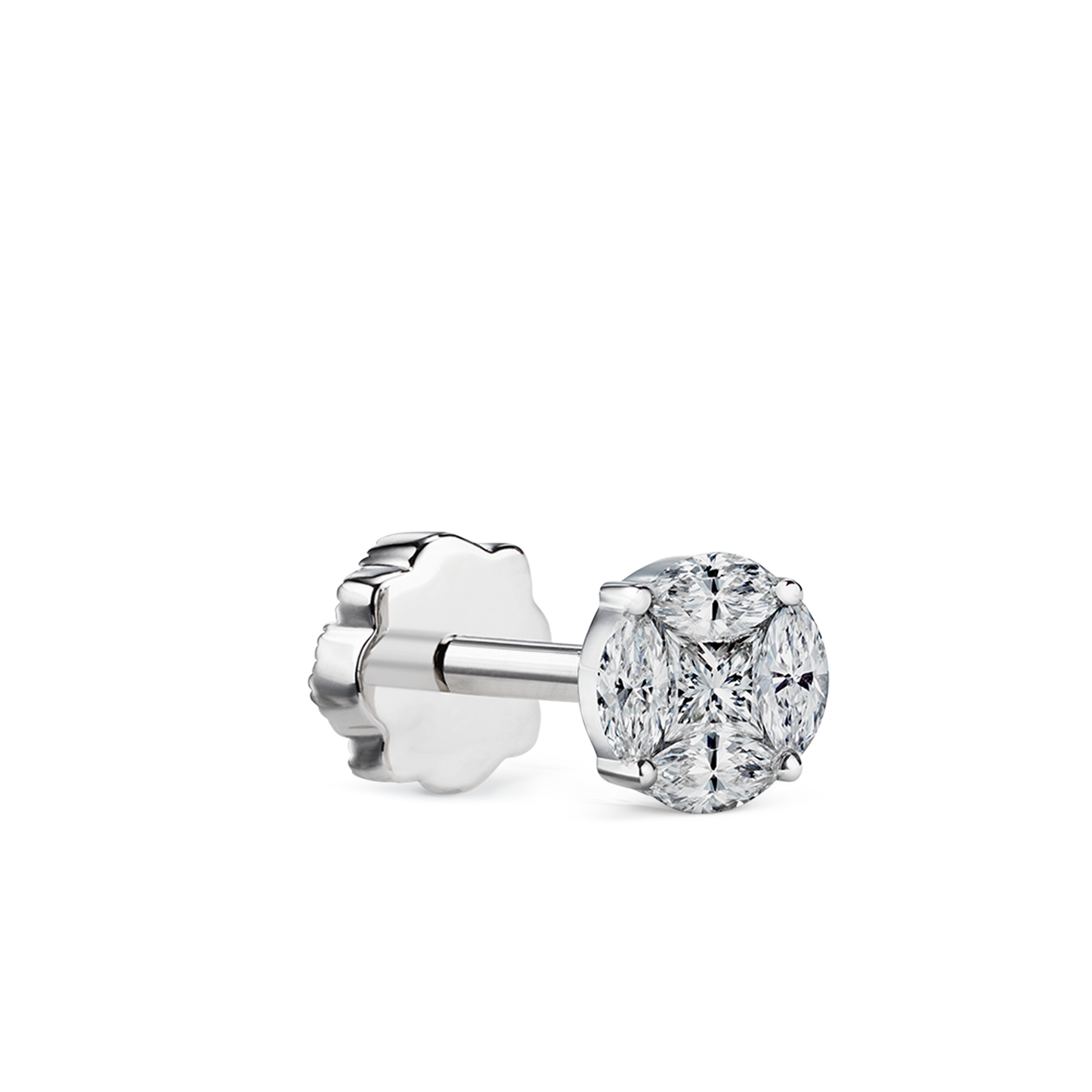 Diamond Cluster Threaded Stud Earring