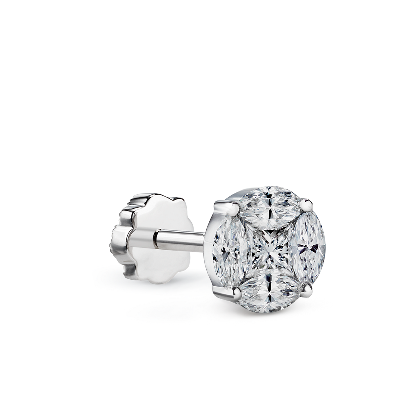 Diamond Cluster Threaded Stud Earring