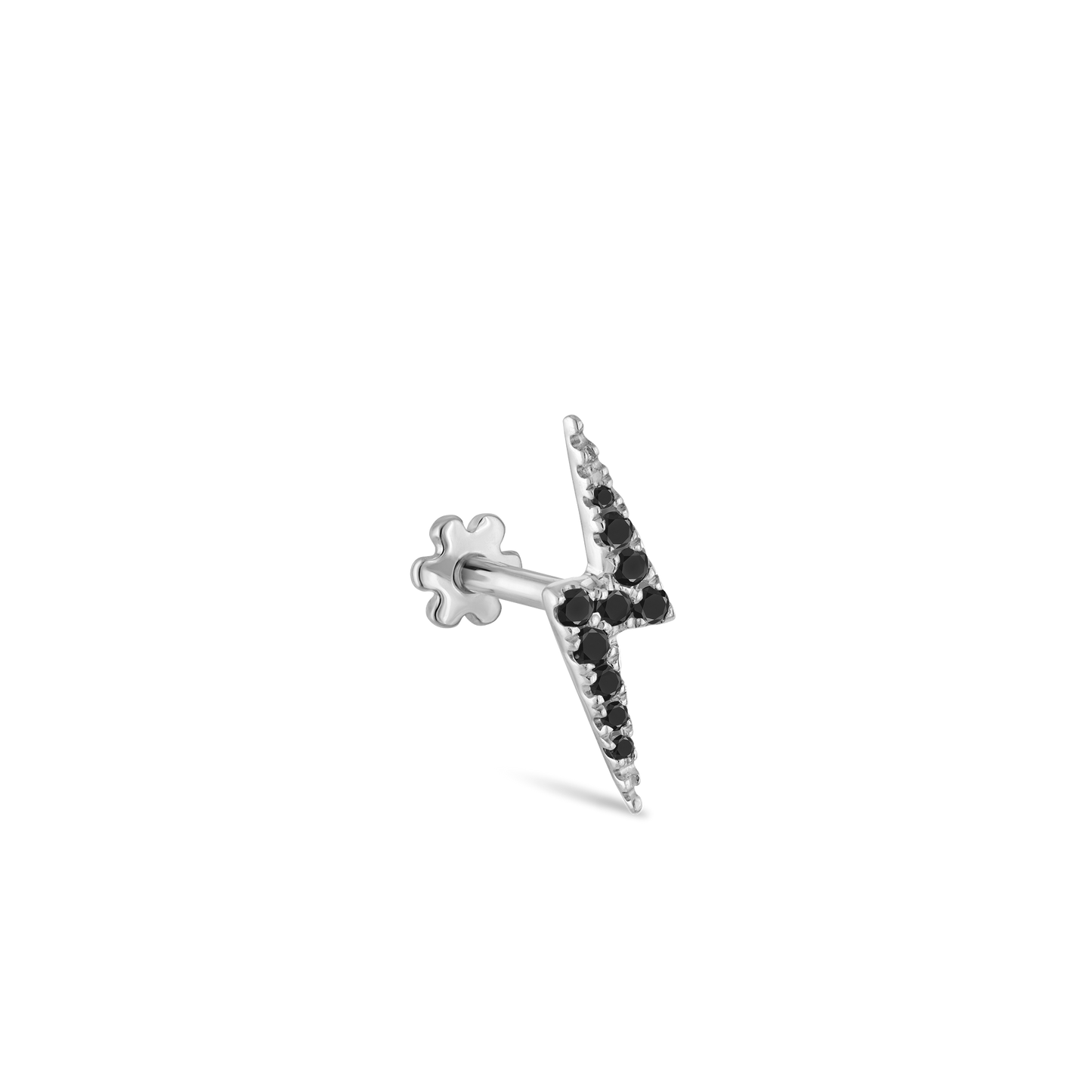 Black Diamond Lightning Bolt Threaded Stud Earring