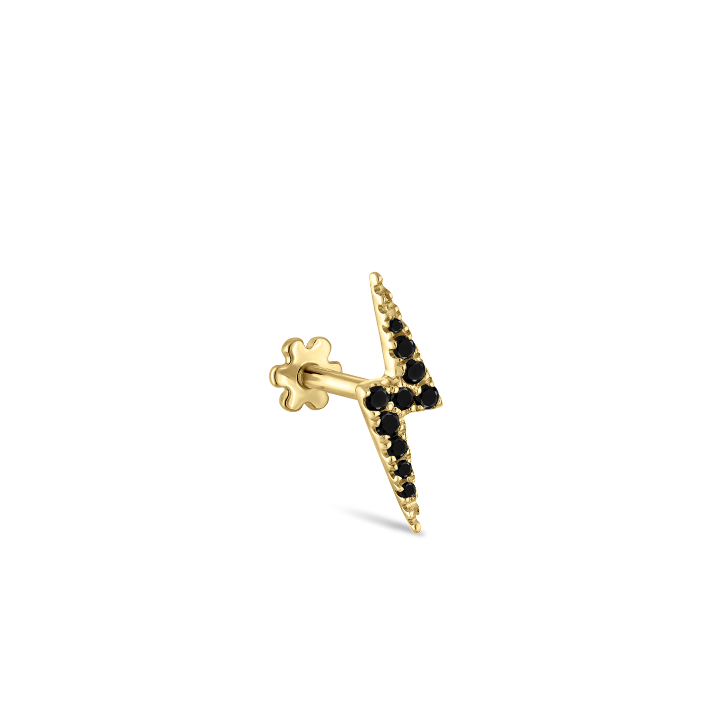 Black Diamond Lightning Bolt Threaded Stud Earring