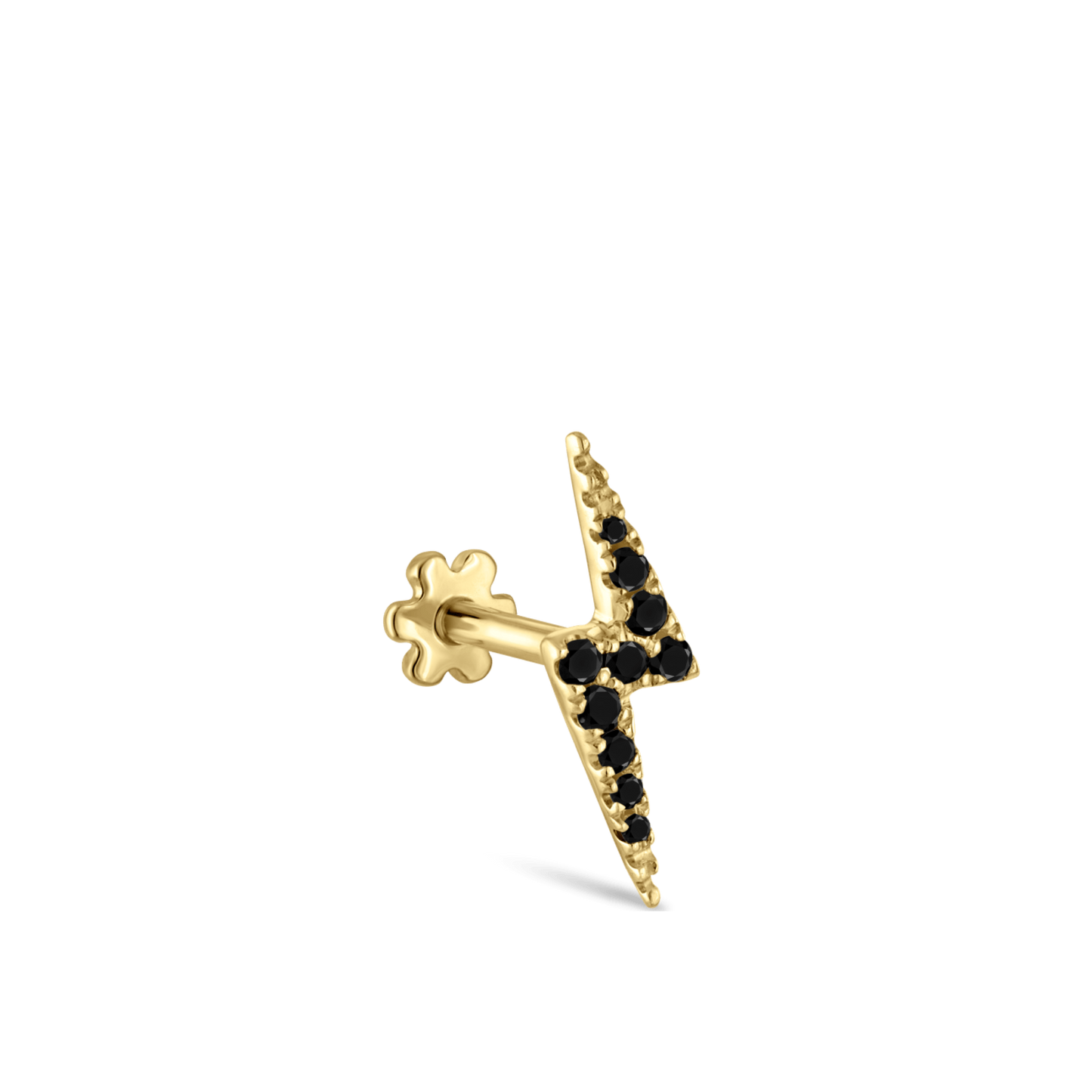 Black Diamond Lightning Bolt Threaded Stud Earring