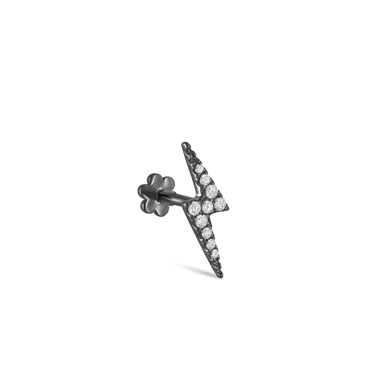 Diamond Lightning Bolt Threaded Stud Earring