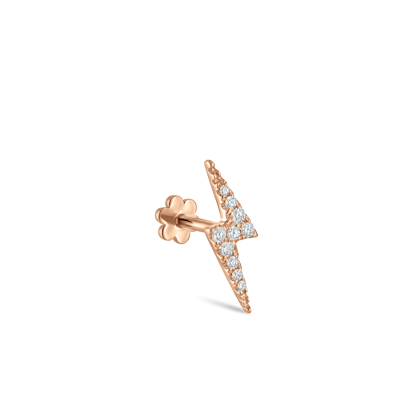 Diamond Lightning Bolt Threaded Stud Earring