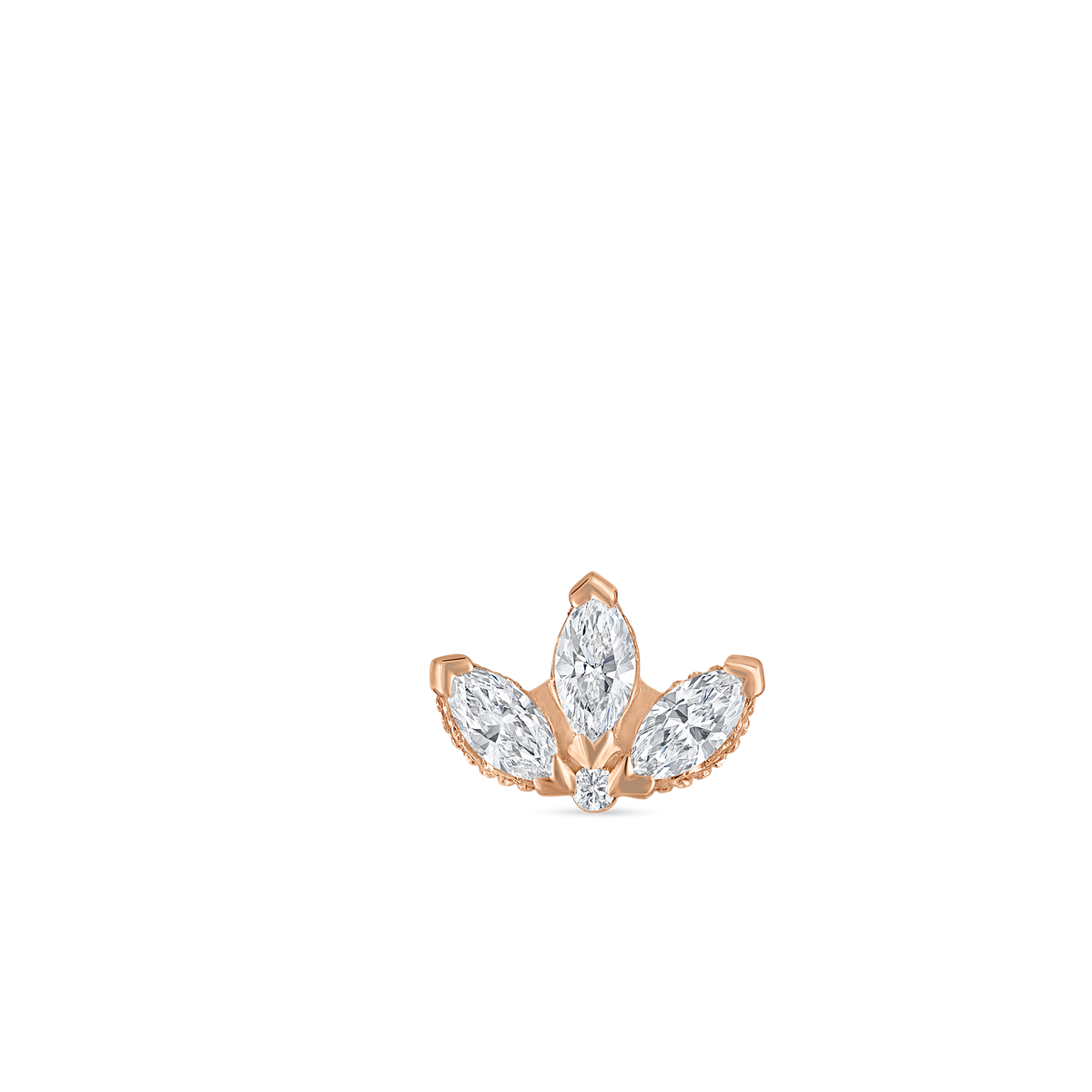 Diamond Engraved Lotus Threaded Stud Earring