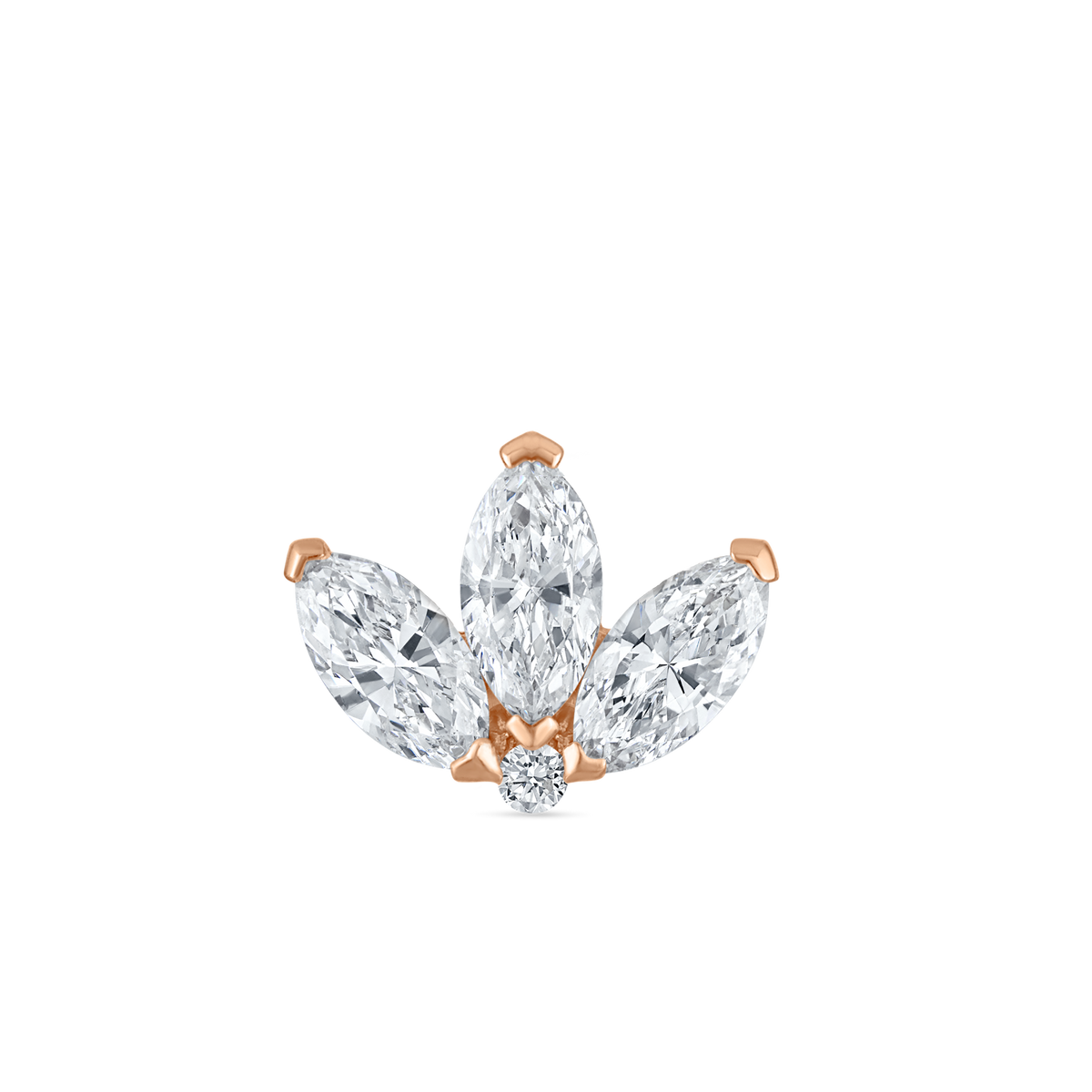 Diamond Engraved Lotus Threaded Stud Earring