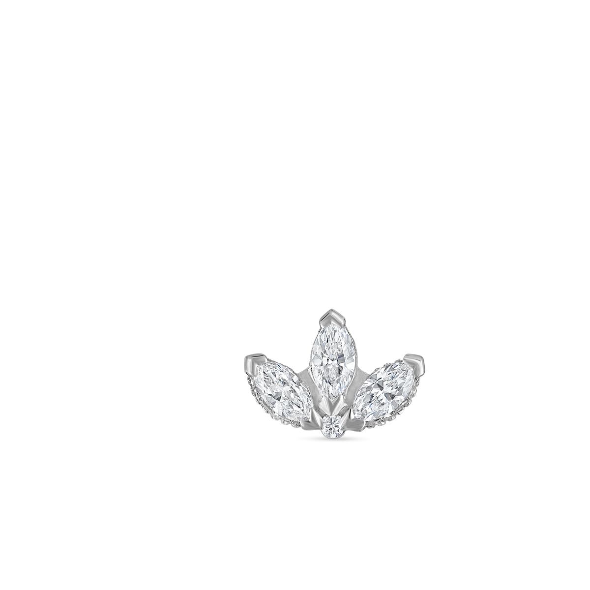 Diamond Engraved Lotus Threaded Stud Earring
