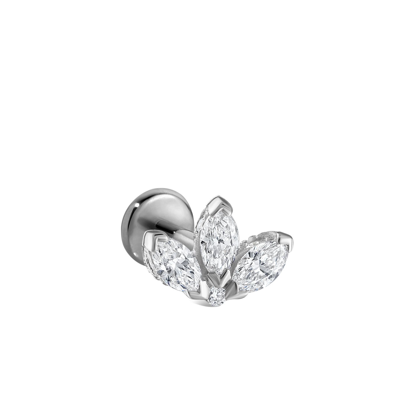 Diamond Engraved Lotus Threaded Stud Earring With Titanium Backing