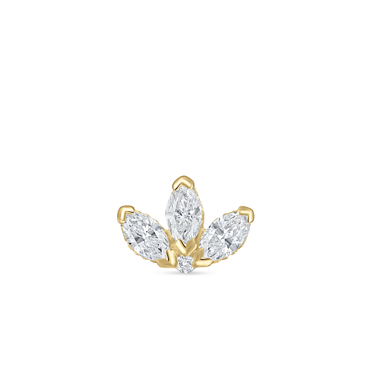 Diamond Engraved Lotus Threaded Stud Earring