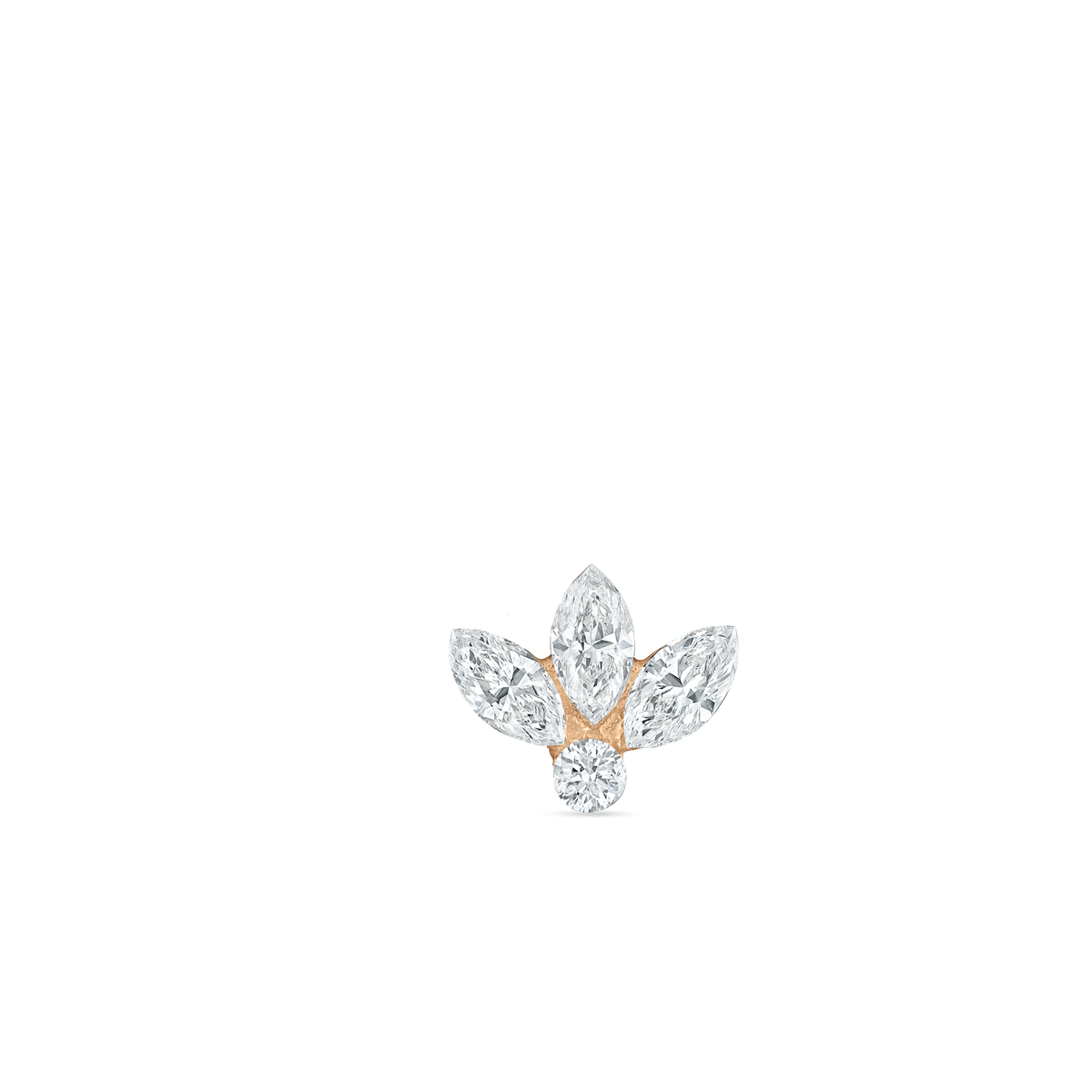 Invisible Diamond Lotus Threaded Stud Earring