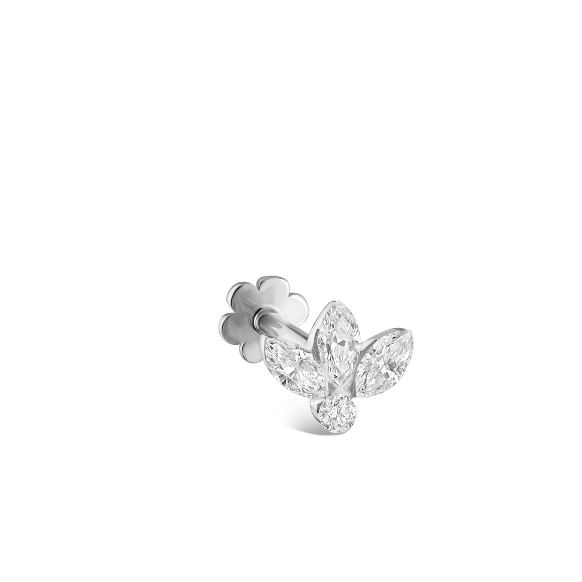 Invisible Diamond Lotus Threaded Stud Earring