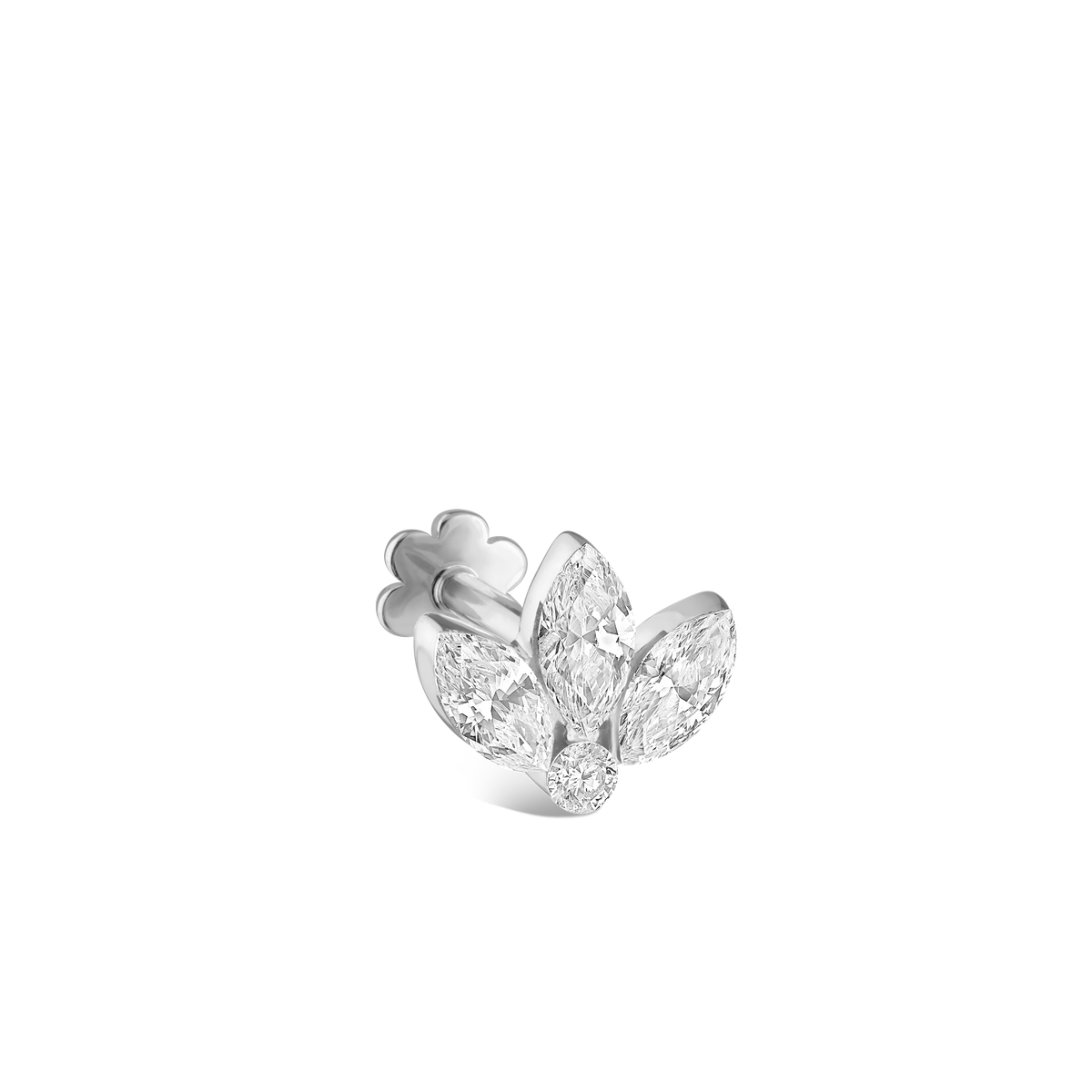 Invisible Diamond Lotus Threaded Stud Earring
