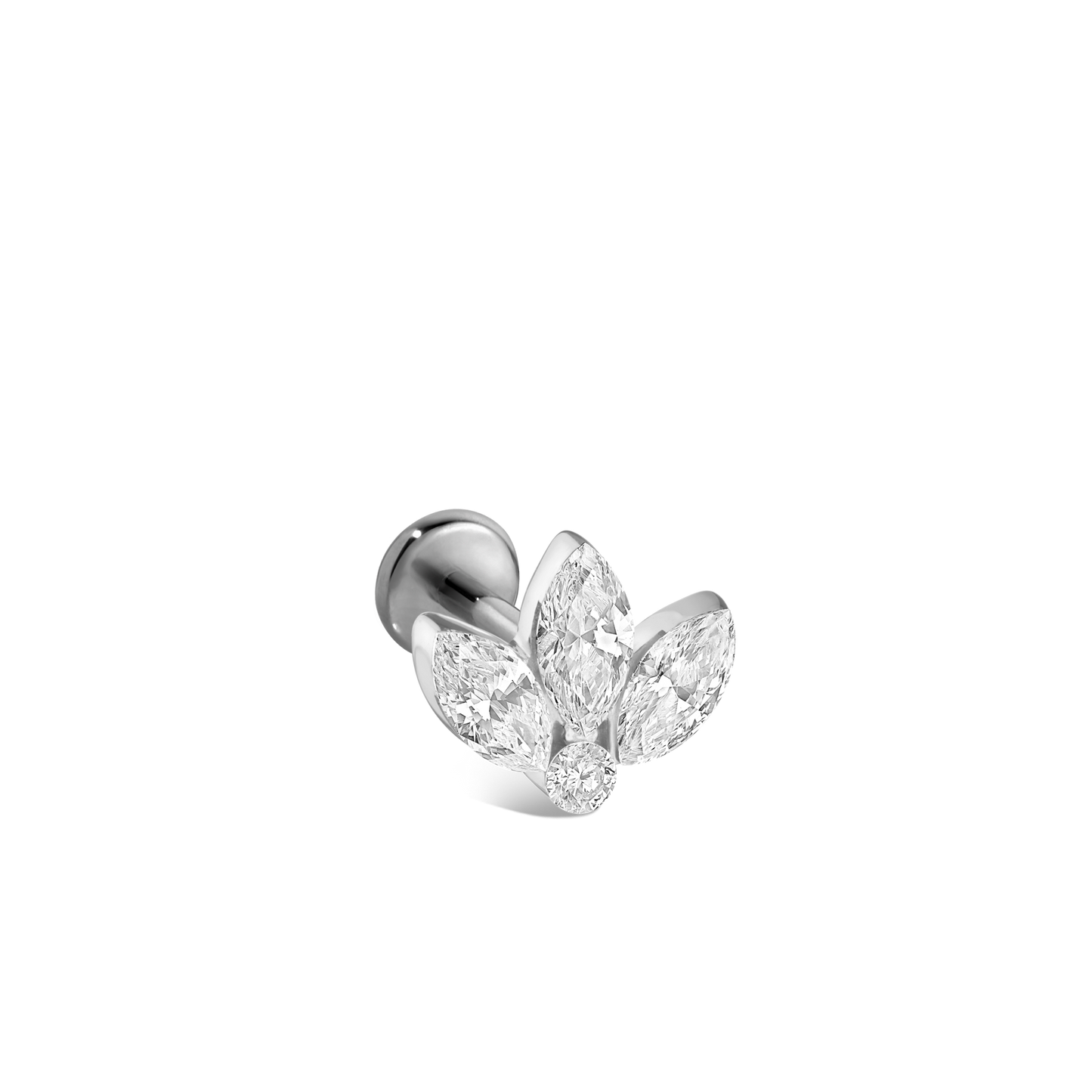 Invisible Diamond Lotus Threaded Stud Earring With Titanium Backing