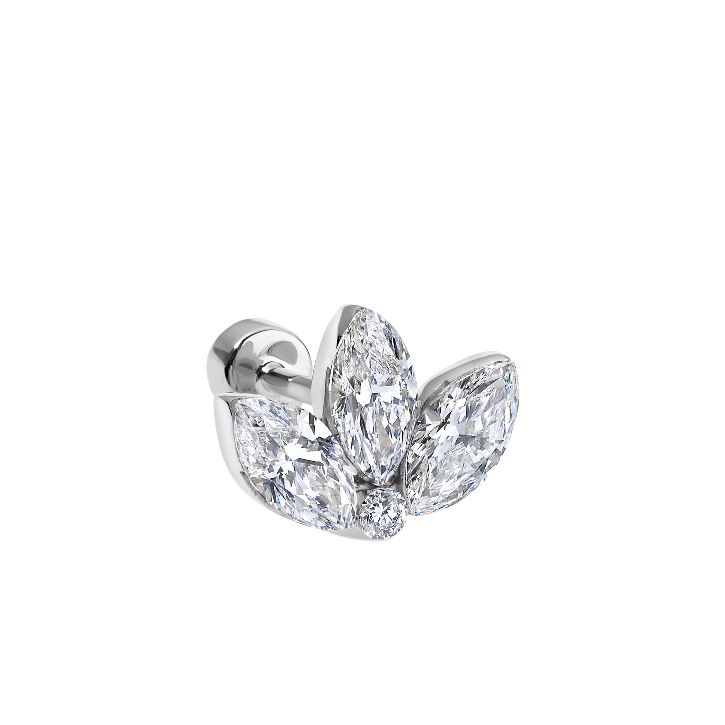 Invisible Diamond Lotus Threaded Stud Earring