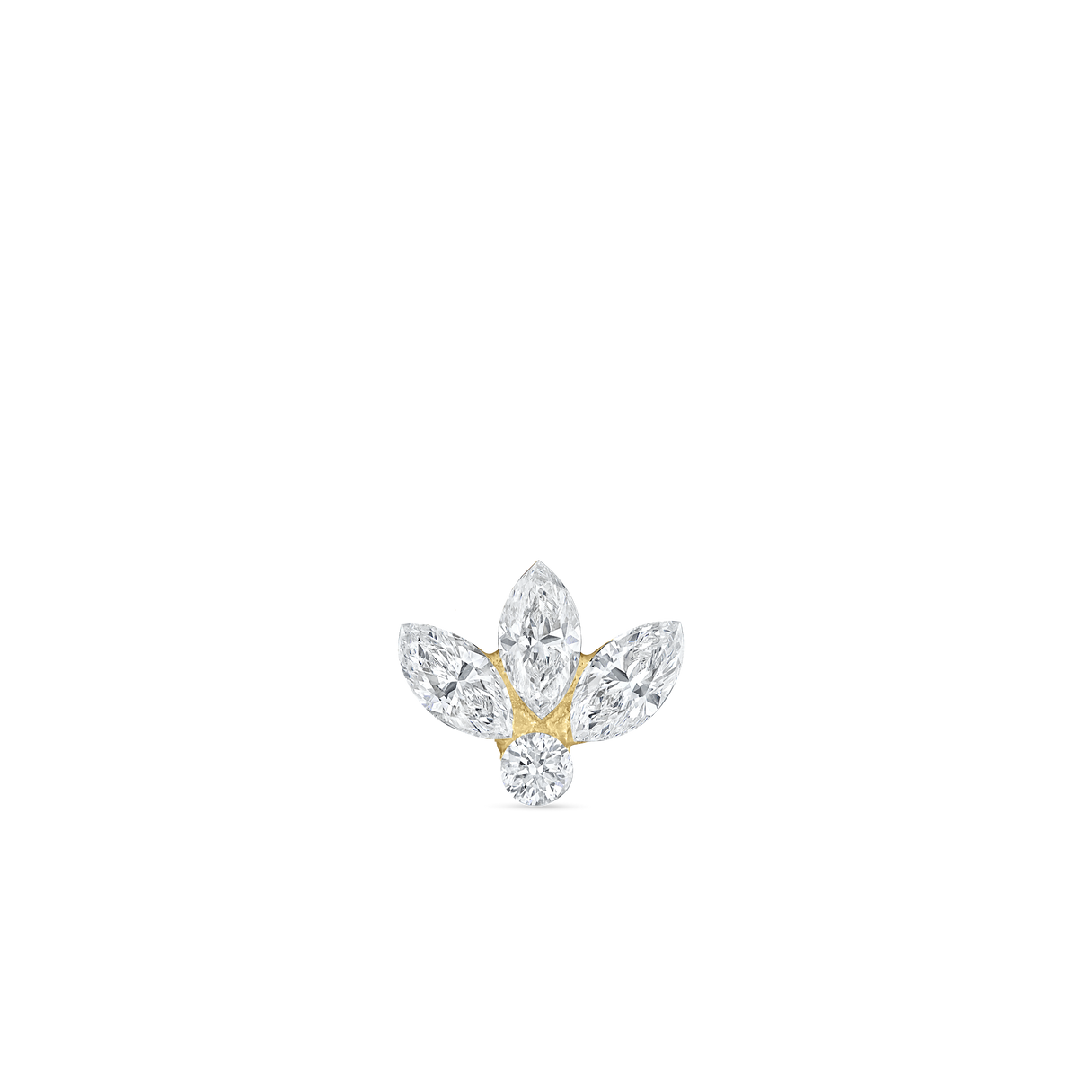Invisible Diamond Lotus Threaded Stud Earring