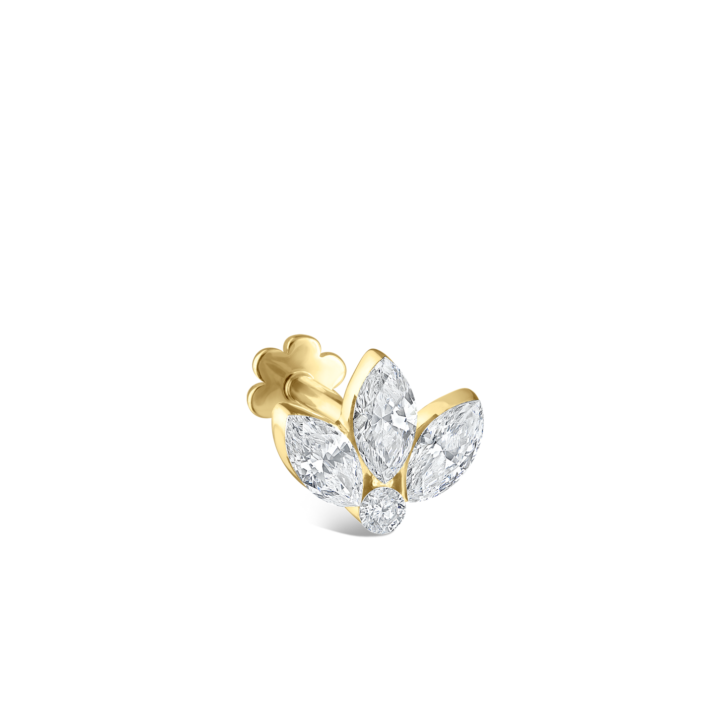 Invisible Diamond Lotus Threaded Stud Earring