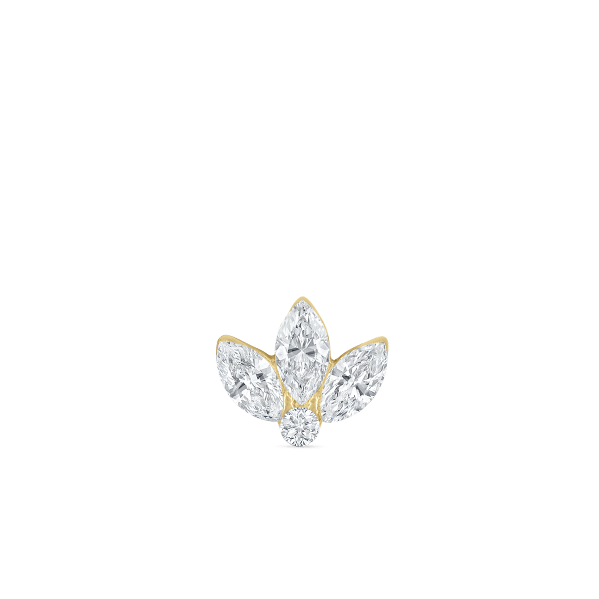 Invisible Diamond Lotus Threaded Stud Earring
