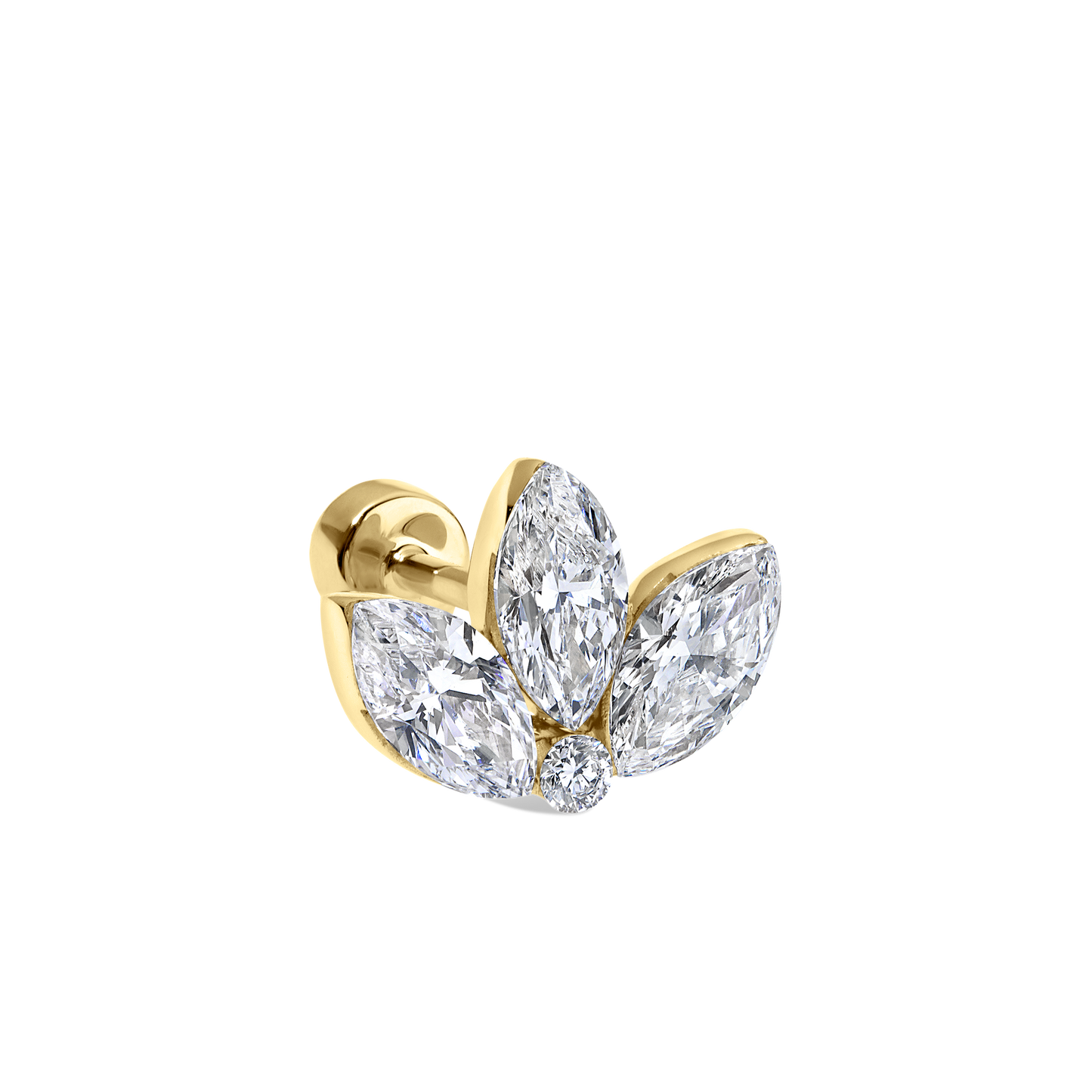 Invisible Diamond Lotus Threaded Stud Earring