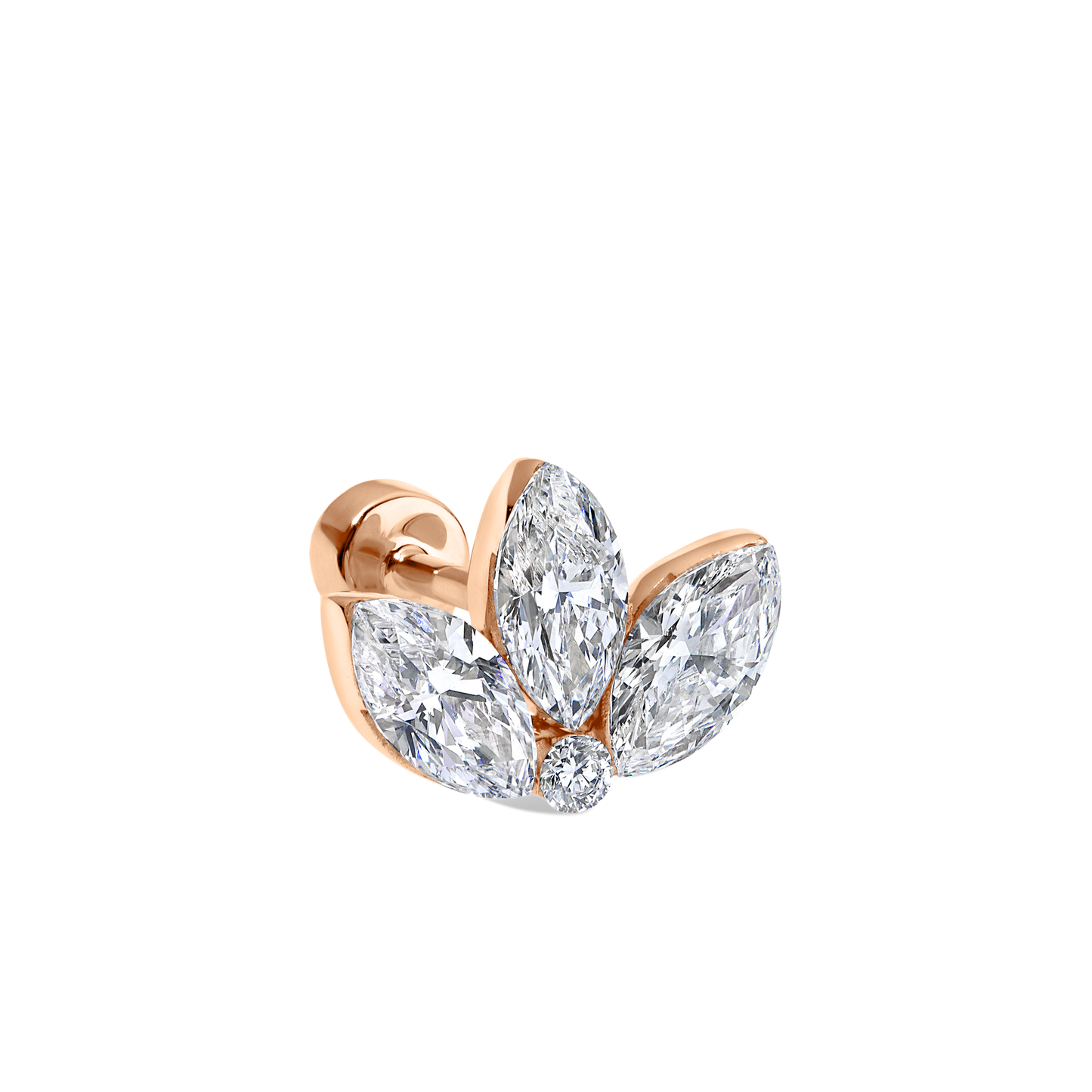Invisible Diamond Lotus Threaded Stud Earring