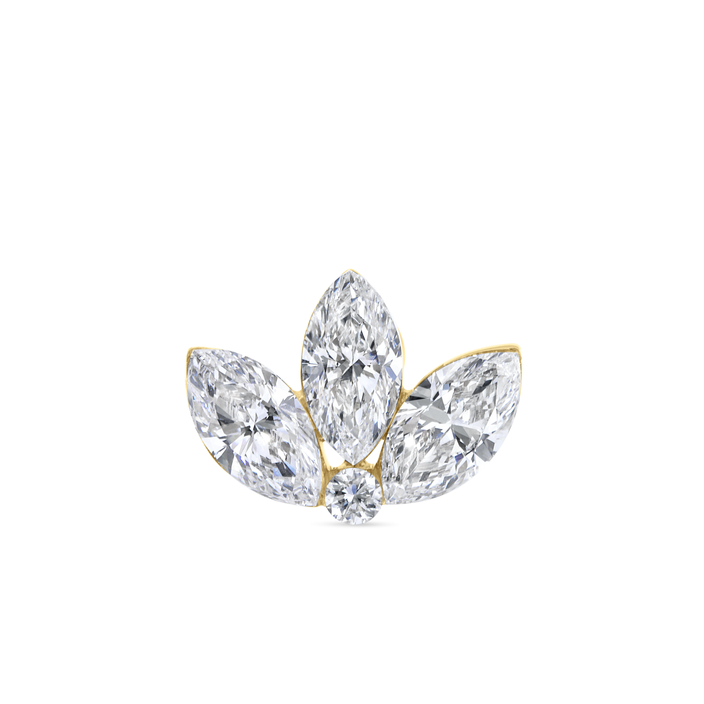 Invisible Diamond Lotus Threaded Stud Earring With Titanium Backing