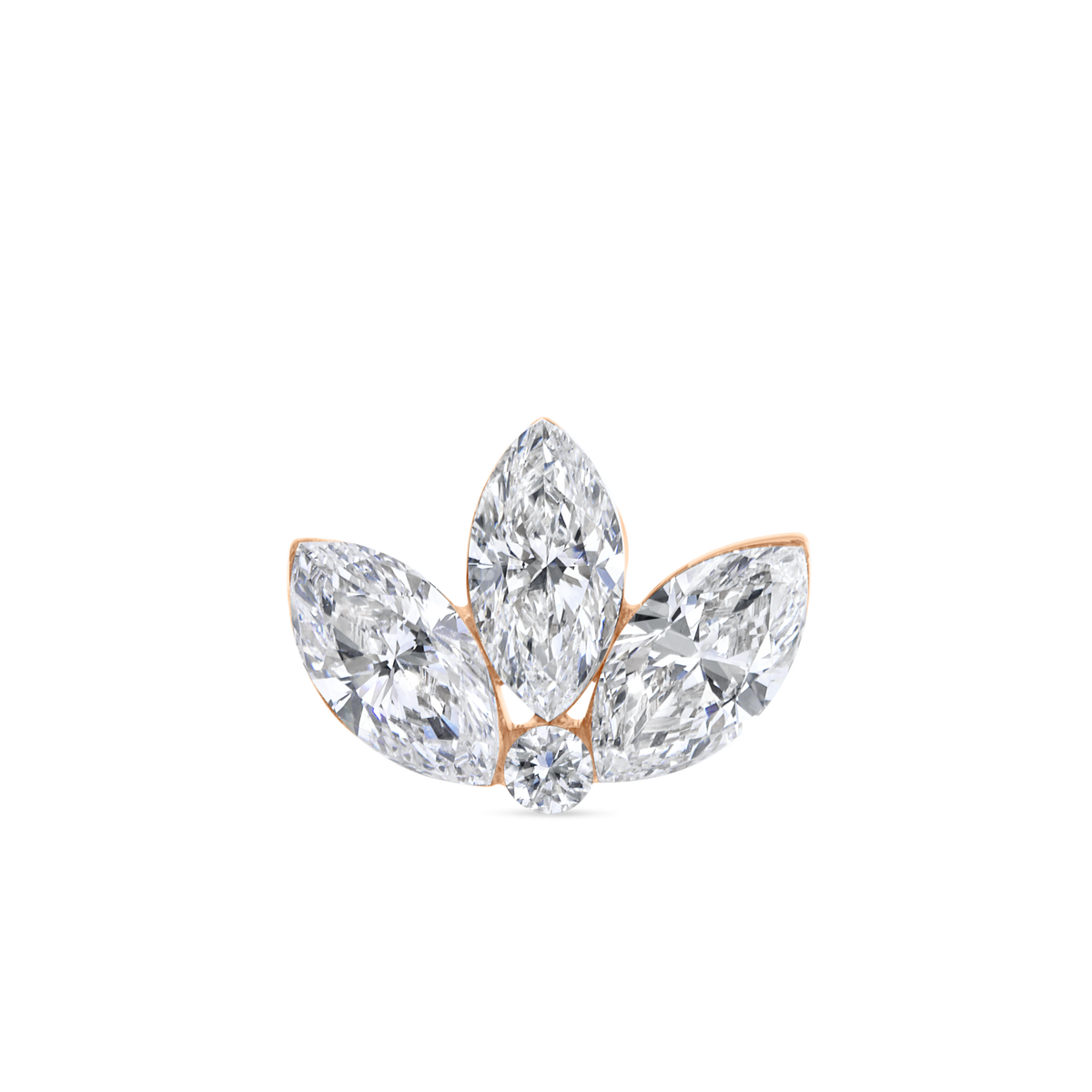 Invisible Diamond Lotus Threaded Stud Earring