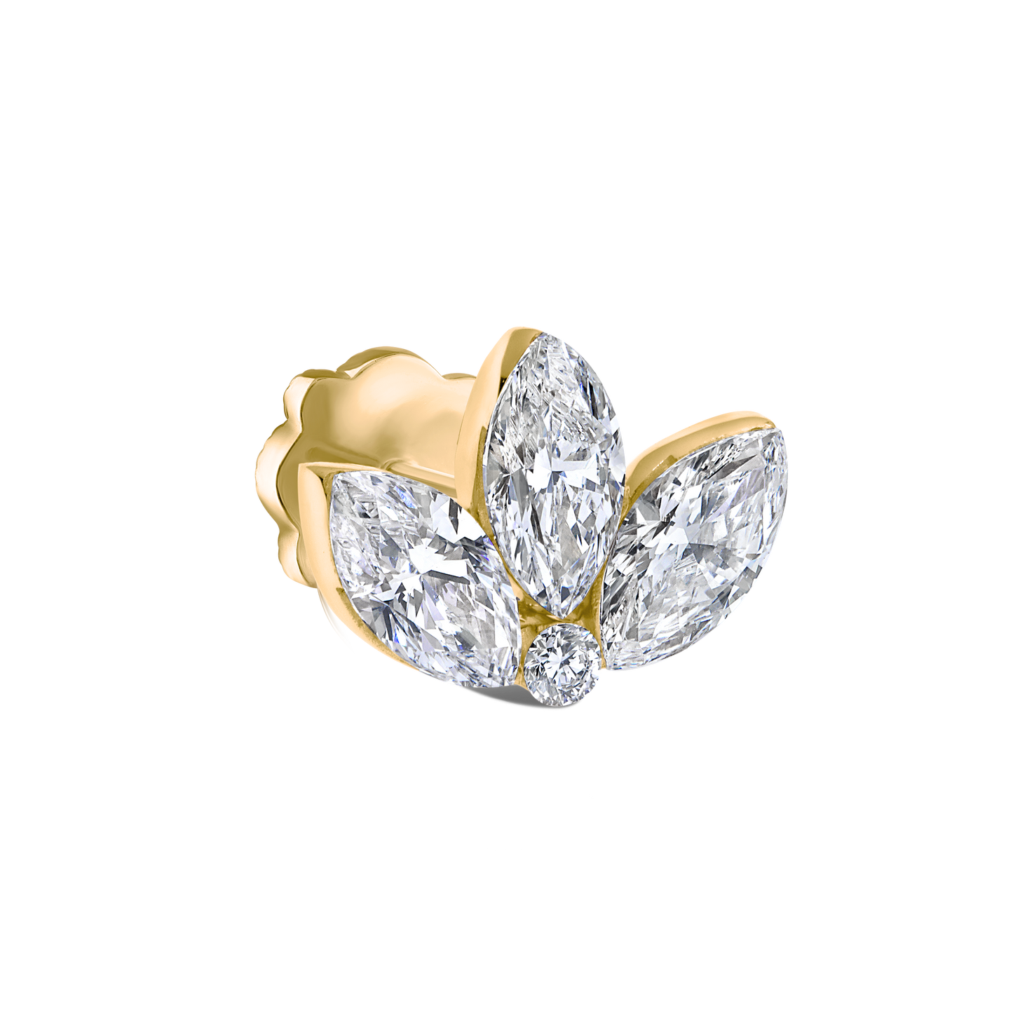 Invisible Diamond Lotus Threaded Stud Earring