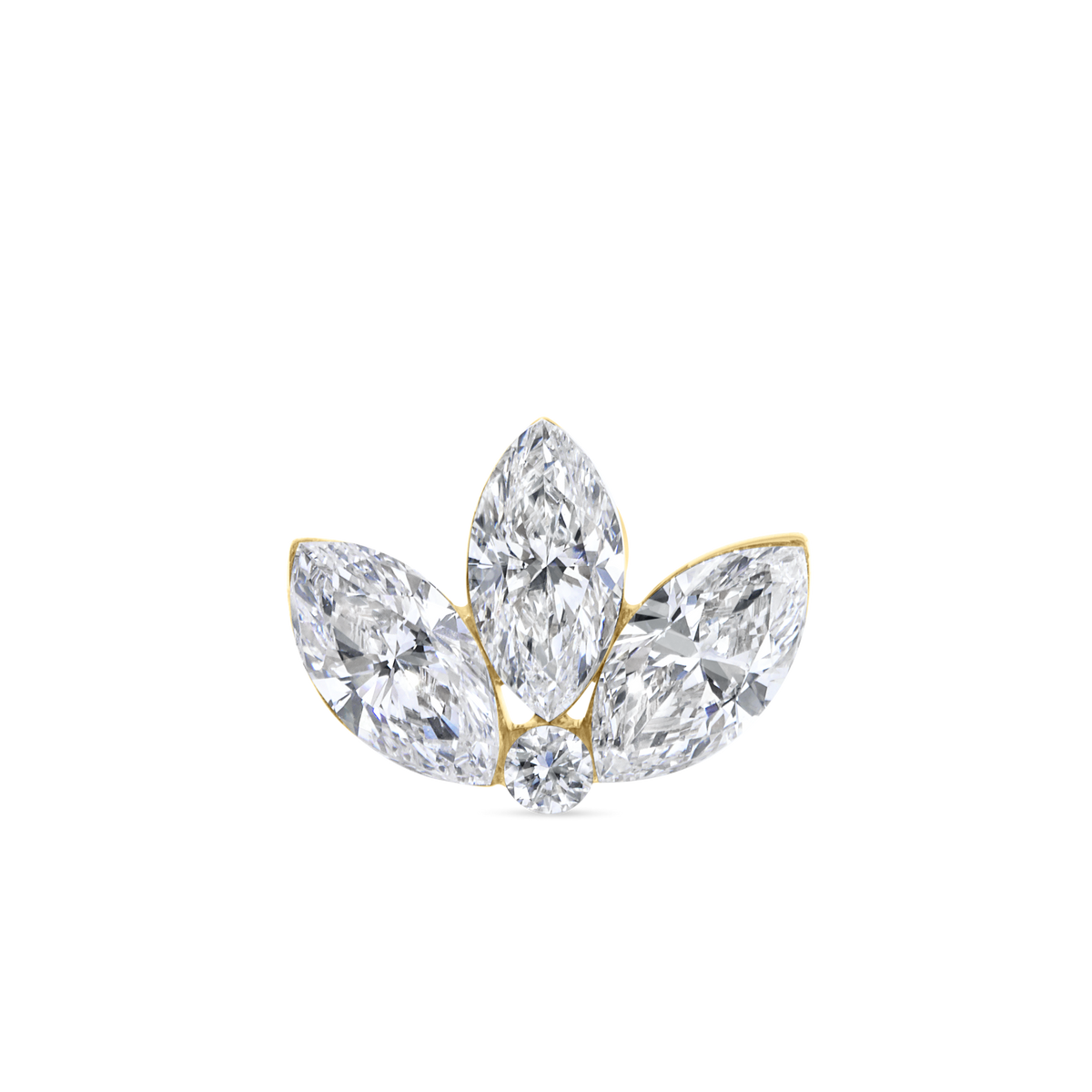Invisible Diamond Lotus Threaded Stud Earring